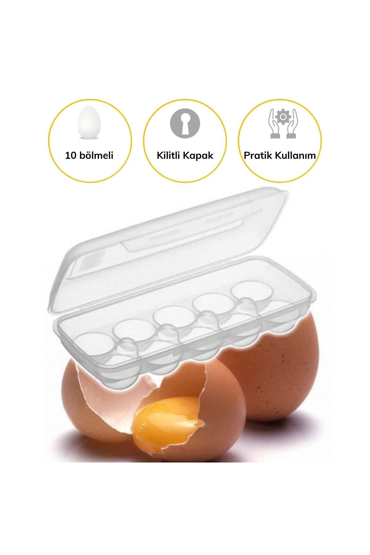 TBL Dekor® 10 Bölmeli Kilitli Kapaklı Yumurtalık Saklama Kutusu YU110