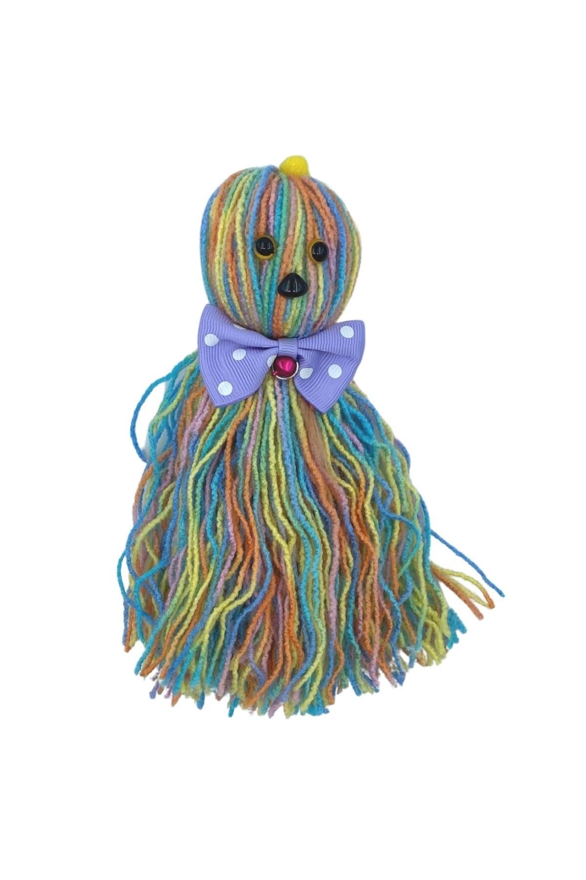 TBL Dekor® Ahtapot Şekilli Zilli Ve İpli Rengarenk Püsküllü Sevimli KediOyuncağı