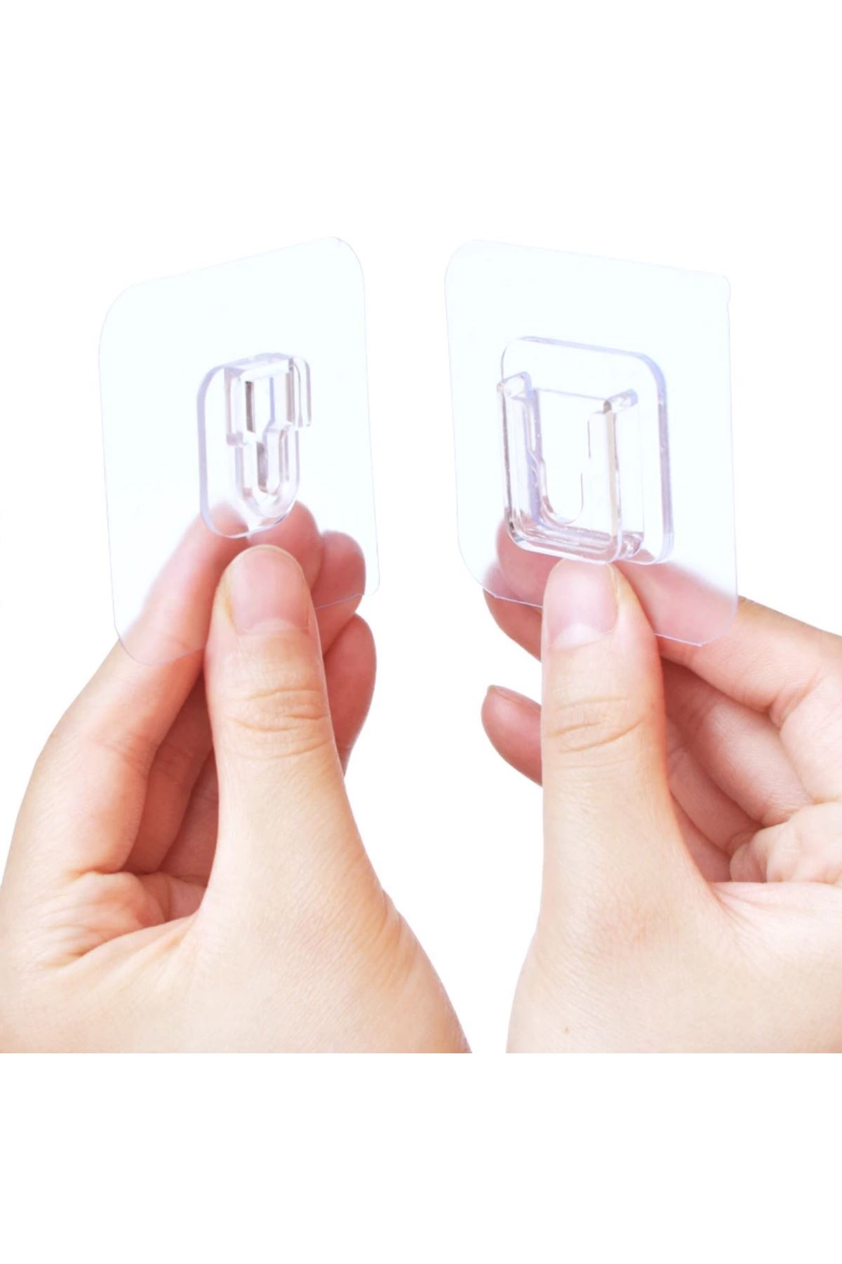 TBL Dekor® Eşya Sabitleme Askısı 10 Çift Şeffaf Çift Taraflı Yapışkanlı Geçmeli Klips