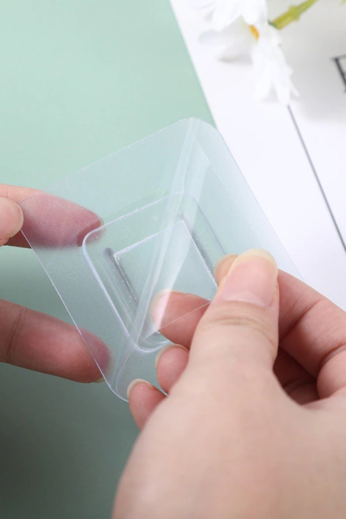 TBL Dekor® Eşya Sabitleme Askısı 10 Çift Şeffaf Çift Taraflı Yapışkanlı Geçmeli Klips