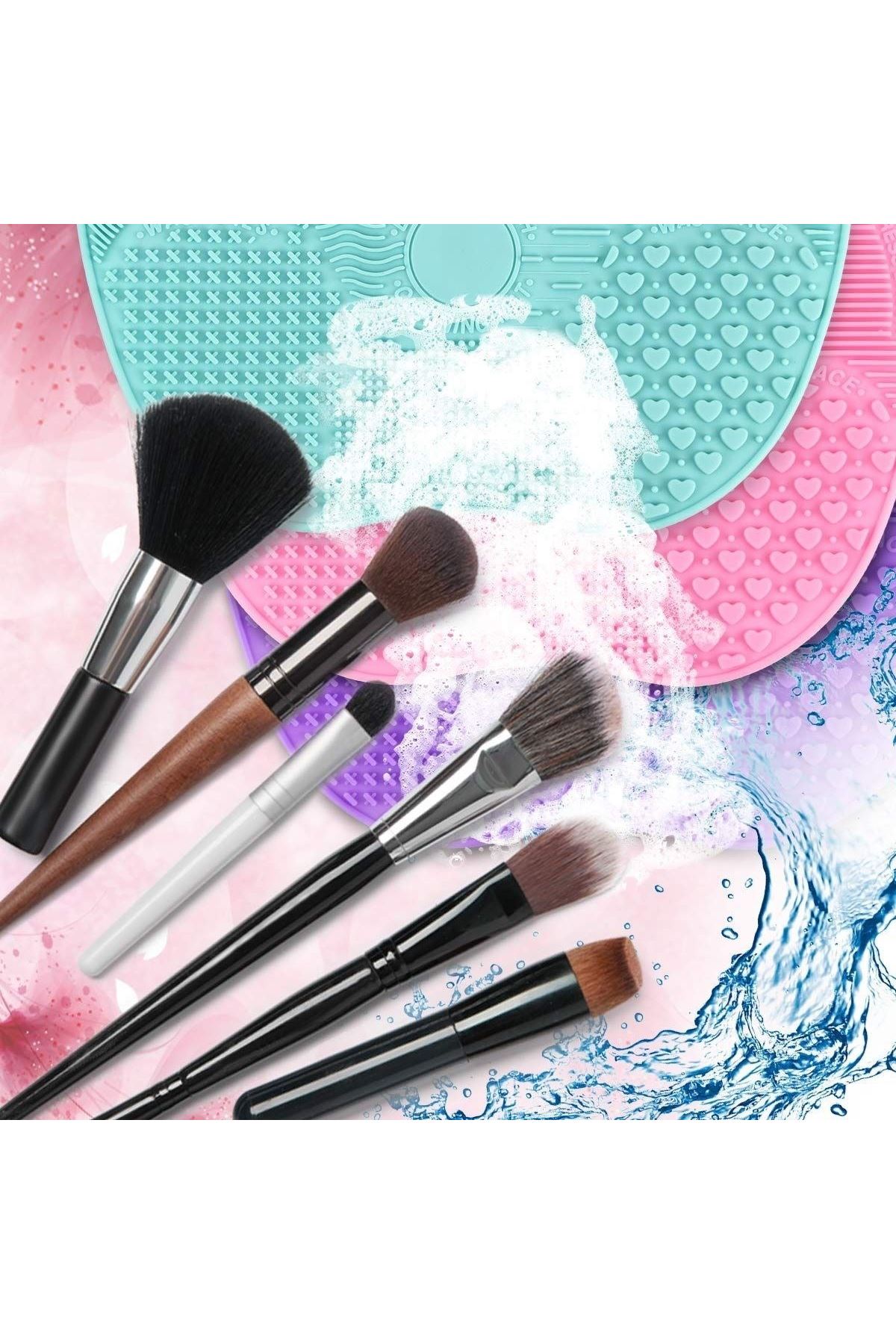 TBL Dekor® Pratik Kolay Makyaj Fırçası Temizleme Matı Aparatı Aleti Küçük