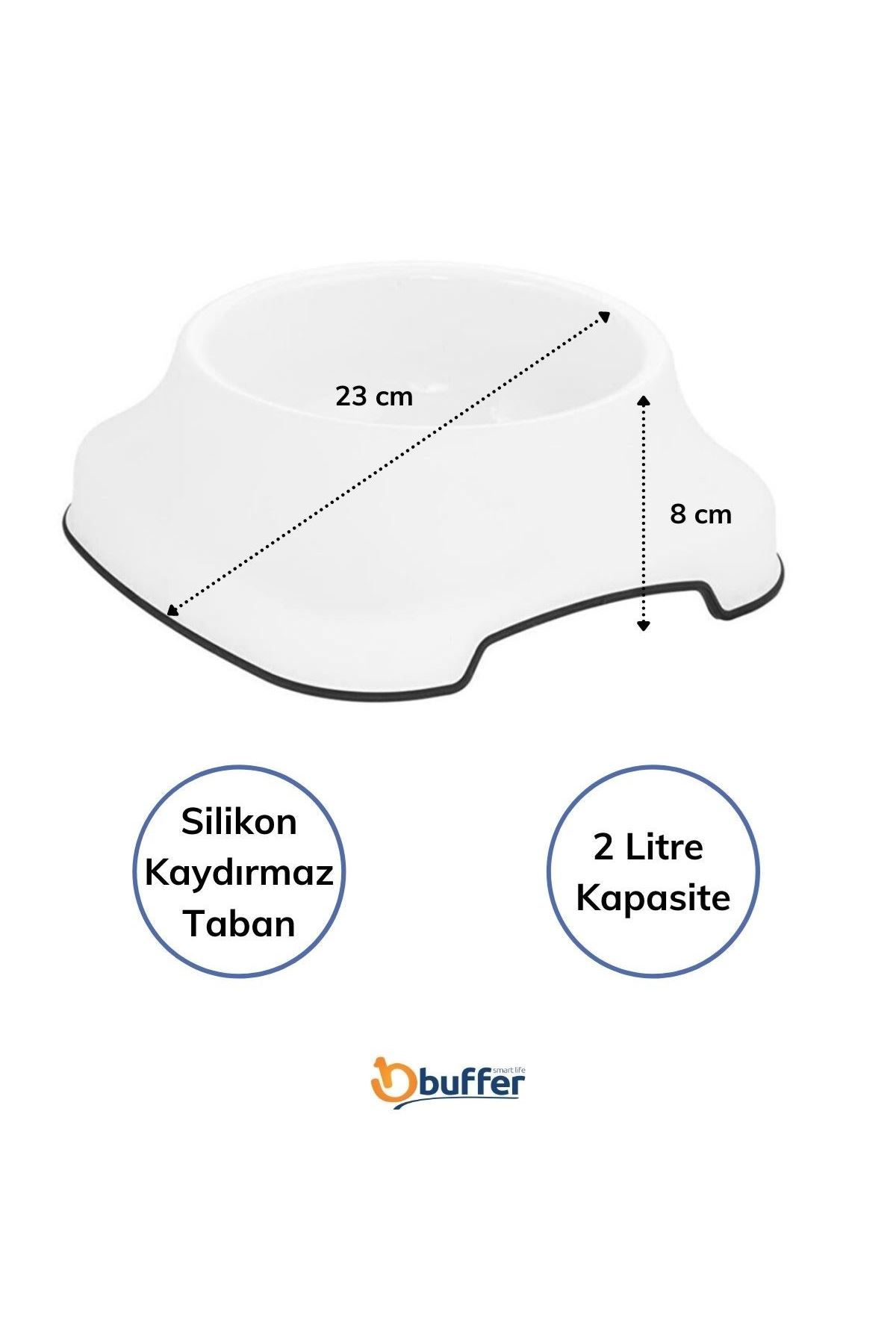 TBL Dekor® Silikon Kaydırmaz Taban Plastik Kedi ve Köpek Mama ve Su Kabı 2 L