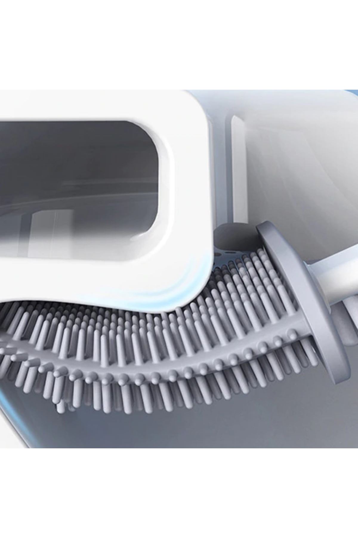 TBL Dekor® Duvara Monte Edilebilir Kapaklı Askılı Klozet Yumuşak Silikon Başlıklı Tuvalet Fırçası Seti