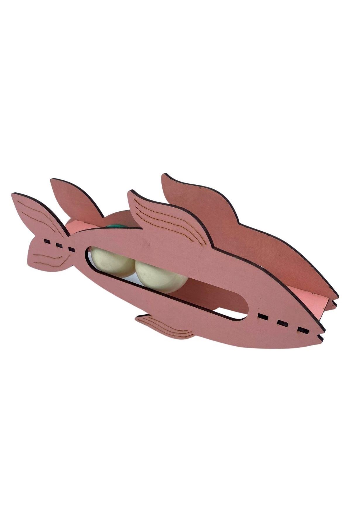 TBL Dekor®  Kediler İçin Ahşap 2 Toplu Eğimli  Sevimli Balık Şeklinde Eğitim Amaçlı Oyuncak