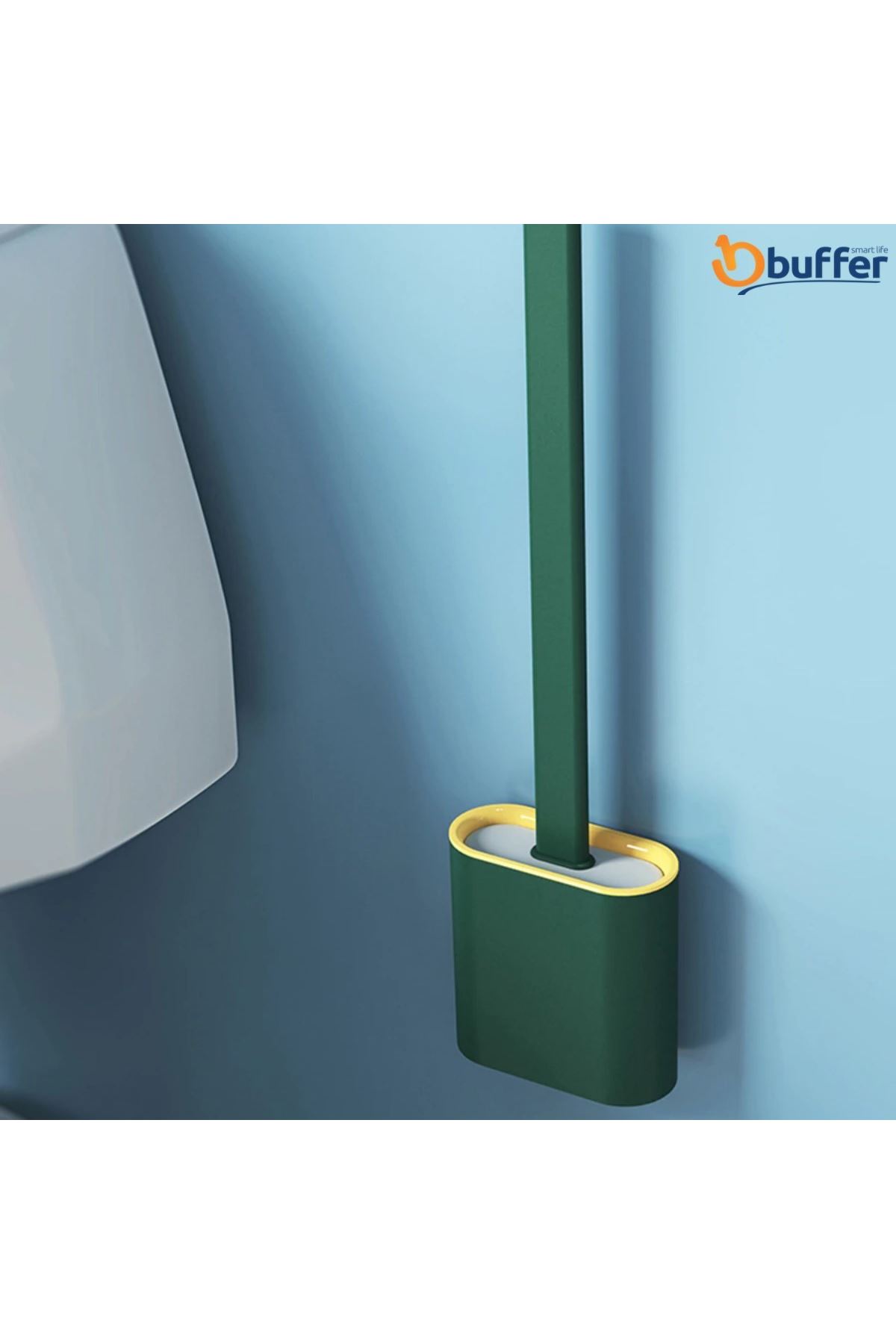 TBL Dekor® Duvara Monte Edilebilir Kapaklı Askılı Klozet Yumuşak Silikon Başlıklı Tuvalet Fırçası Seti