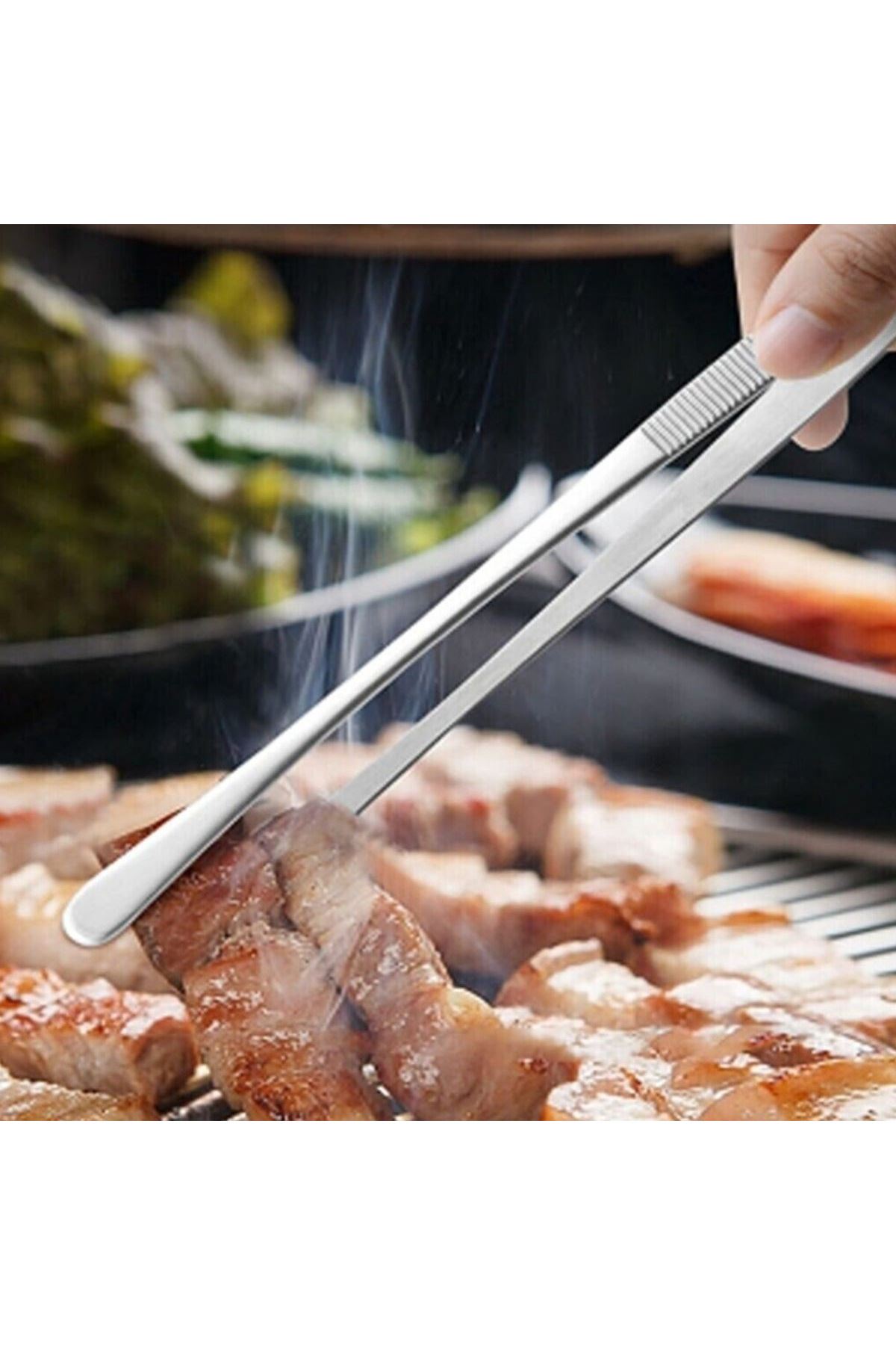 TBL Dekor®  Yiyecek Servis Maşası Air Fryer  Master Chef Şef Cımbızı Et Kızartma Barbekü Aleti 30 Cm