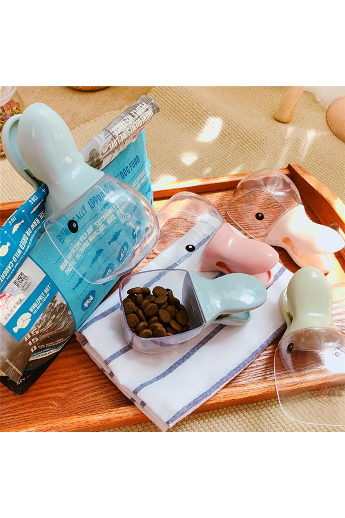 TBL Dekor® Ördek Tasarımlı Mandallı Tazelik Koruyan Ölçekli Kuru Mama Kaşığı Mama Ölçeği