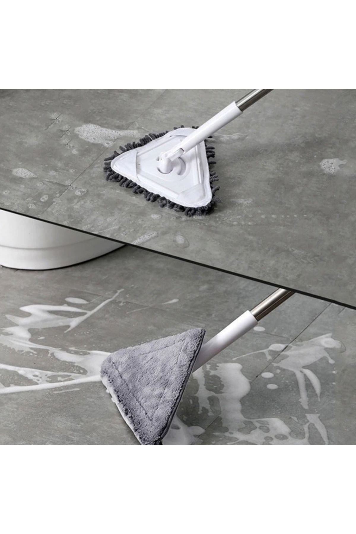 TBL Dekor® Teleskopik Saplı 150 cm Üçgen Mop Cam Duvar Tavan Fayans Parke Temizleyici Mop