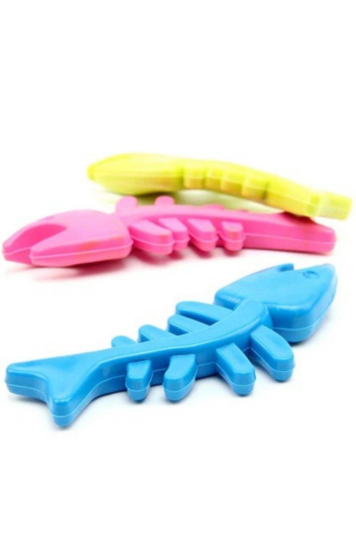 TBL Dekor® Balık Kemiği İskelet Şekilli Renkli Plastik Kedi Oyuncağı