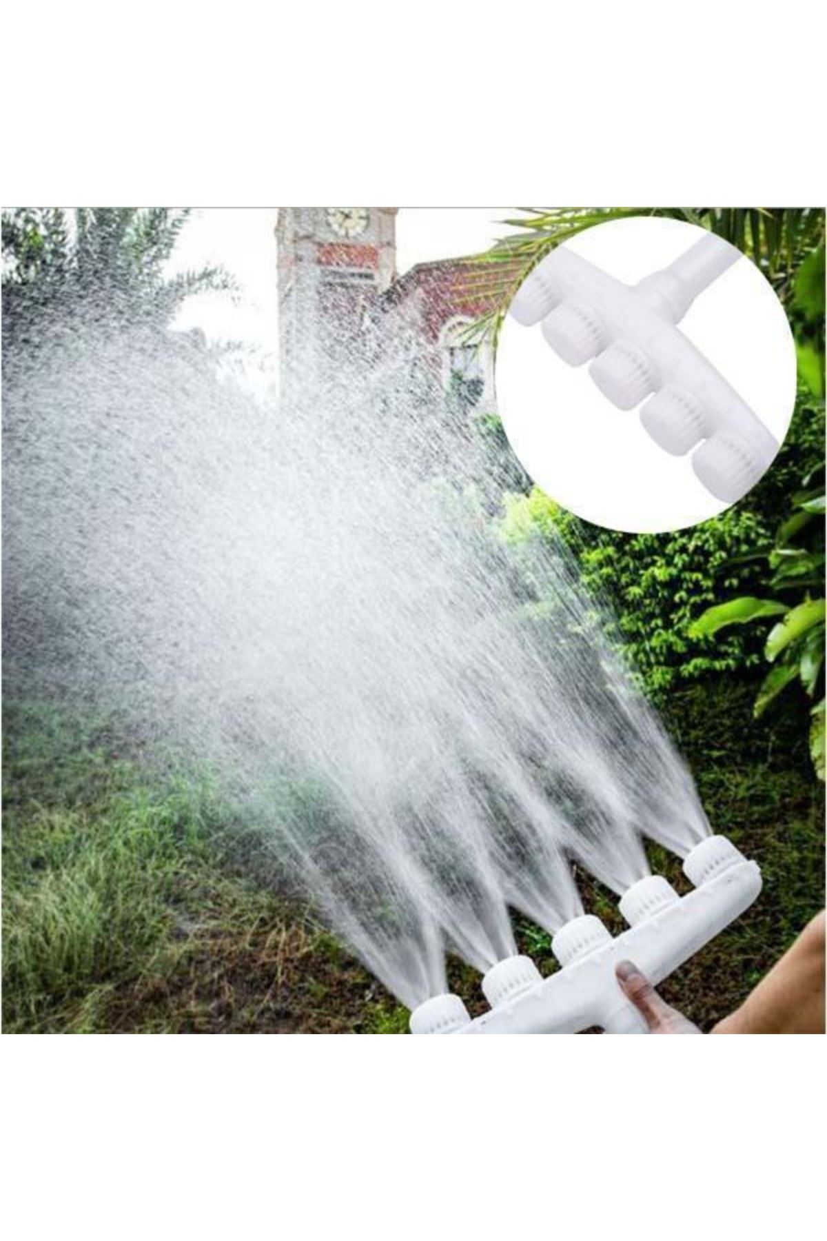 TBL Dekor® 5 Kafalı Peyzaj Bahçe Tarla Çim Sulama Başlığı Yüksek Basınçlı Su Püskürtücü Hortum Aparatı