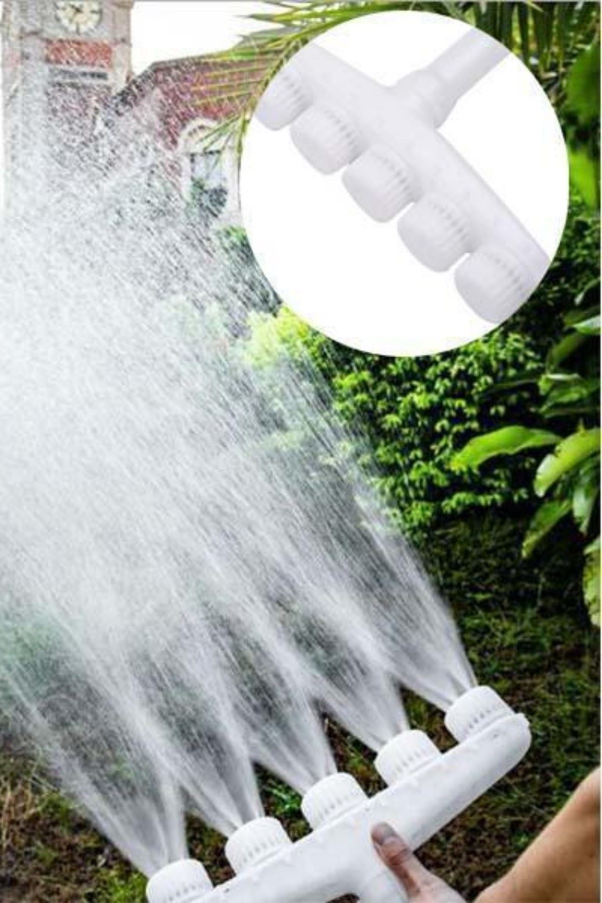 TBL Dekor® 5 Kafalı Peyzaj Bahçe Tarla Çim Sulama Başlığı Yüksek Basınçlı Su Püskürtücü Hortum Aparatı