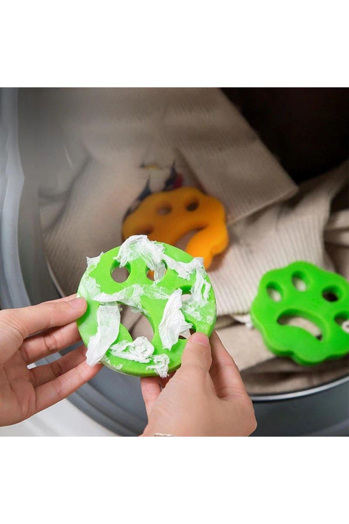 TBL Dekor® 2 Adet Evcil Hayvanlar ve Çamaşır Makinesi İçin Pati Şekilli Renkli Tüy Temizleme Aparatı