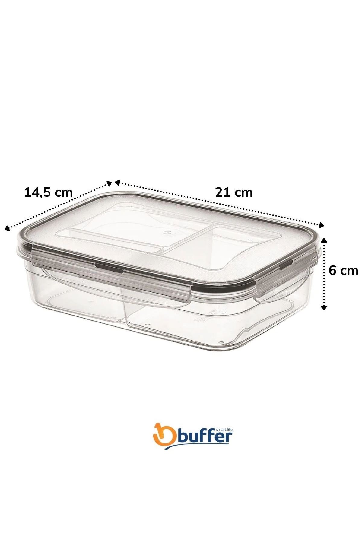 TBL Dekor® 3 Bölmeli Kilitli Kapaklı 1 Litre Erzak Saklama Kabı LC-510