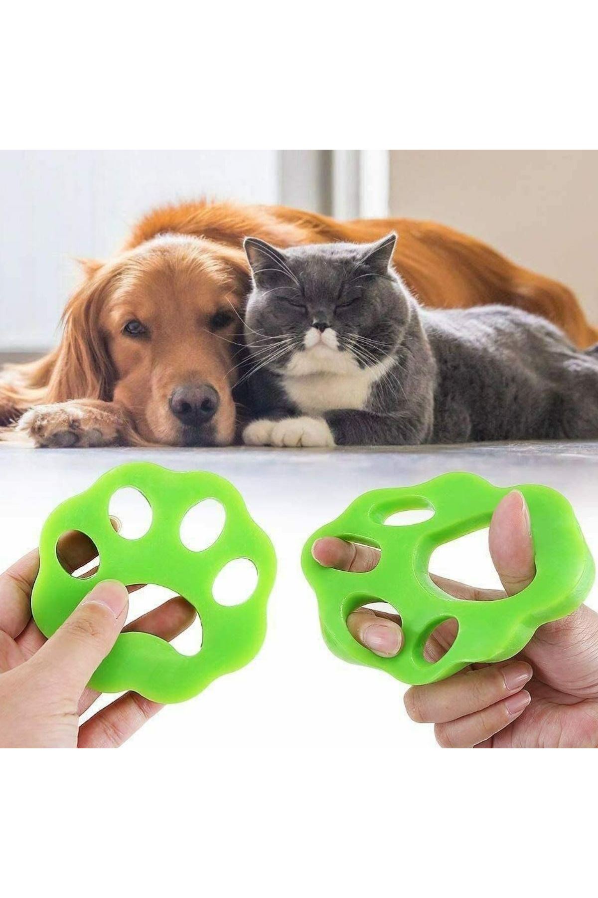 TBL Dekor® 2 Adet Evcil Hayvanlar ve Çamaşır Makinesi İçin Pati Şekilli Renkli Tüy Temizleme Aparatı