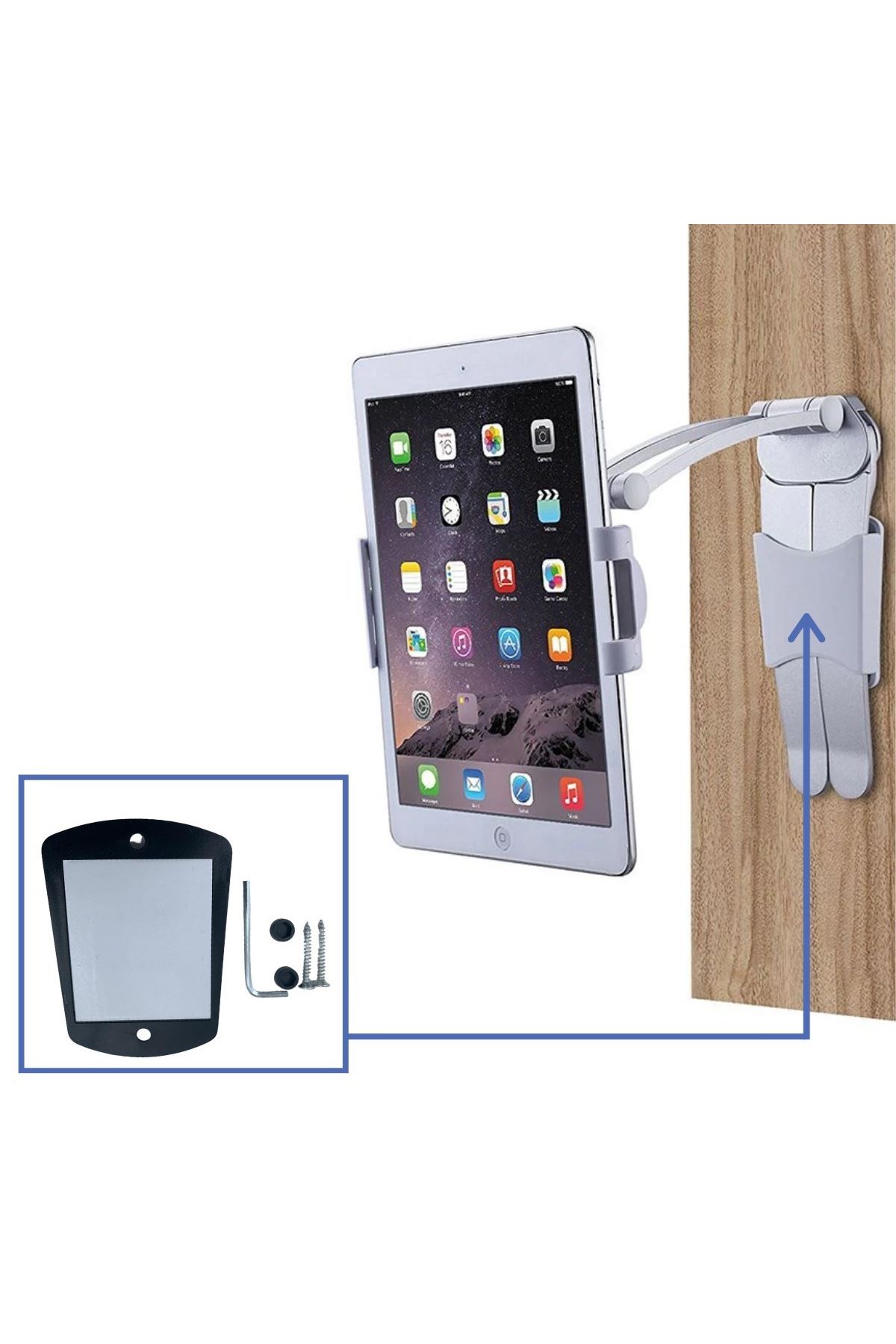 TBL Dekor® 360 Derece Dönebilen Mutfak Masaüstü Telefon Tablet Tutucu Ayarlanabilir Esnek Ayaklı Metal