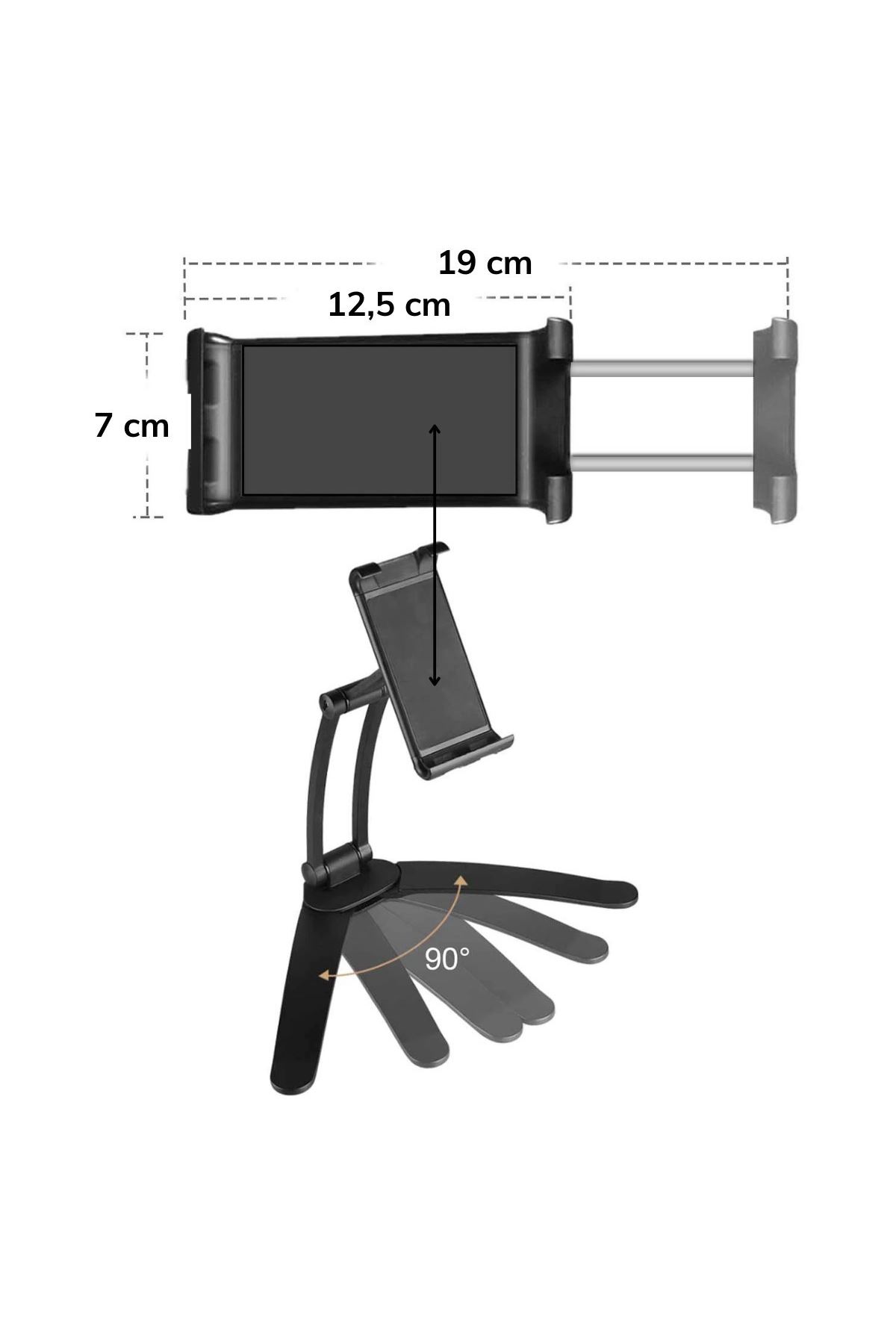TBL Dekor® 360 Derece Dönebilen Mutfak Masaüstü Telefon Tablet Tutucu Ayarlanabilir Esnek Ayaklı Metal
