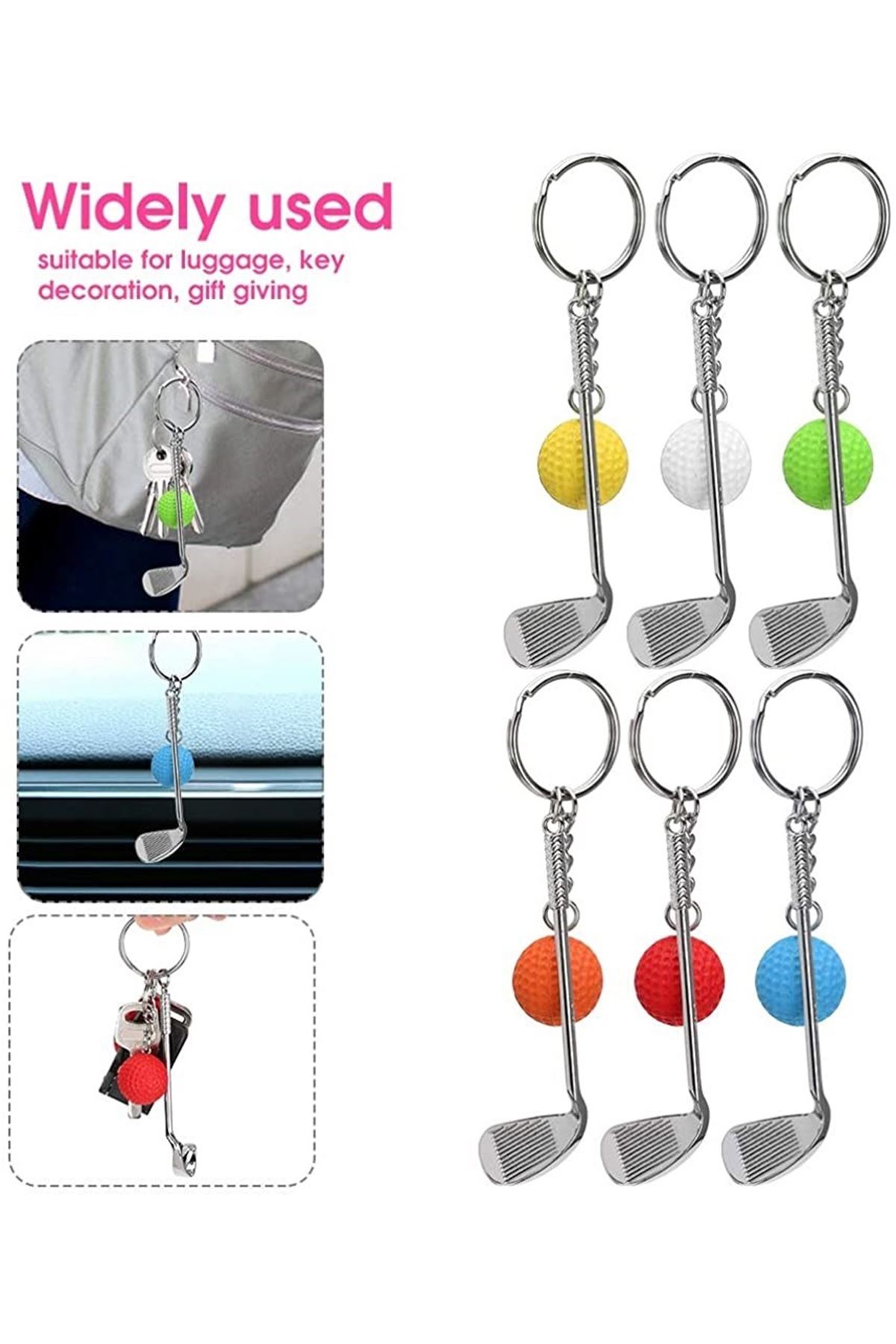 TBL Dekor® Gerçekçi Golf Tasarımlı Şık Anahtarlık Kolye Çanta Süsü Golf Keychain