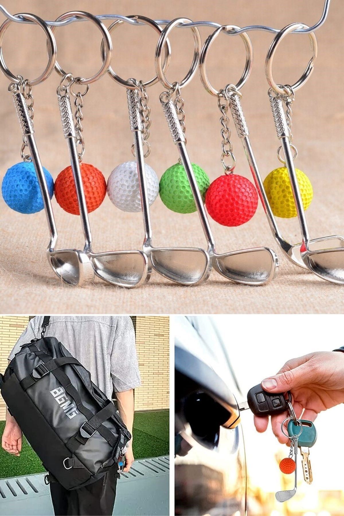 TBL Dekor® Gerçekçi Golf Tasarımlı Şık Anahtarlık Kolye Çanta Süsü Golf Keychain