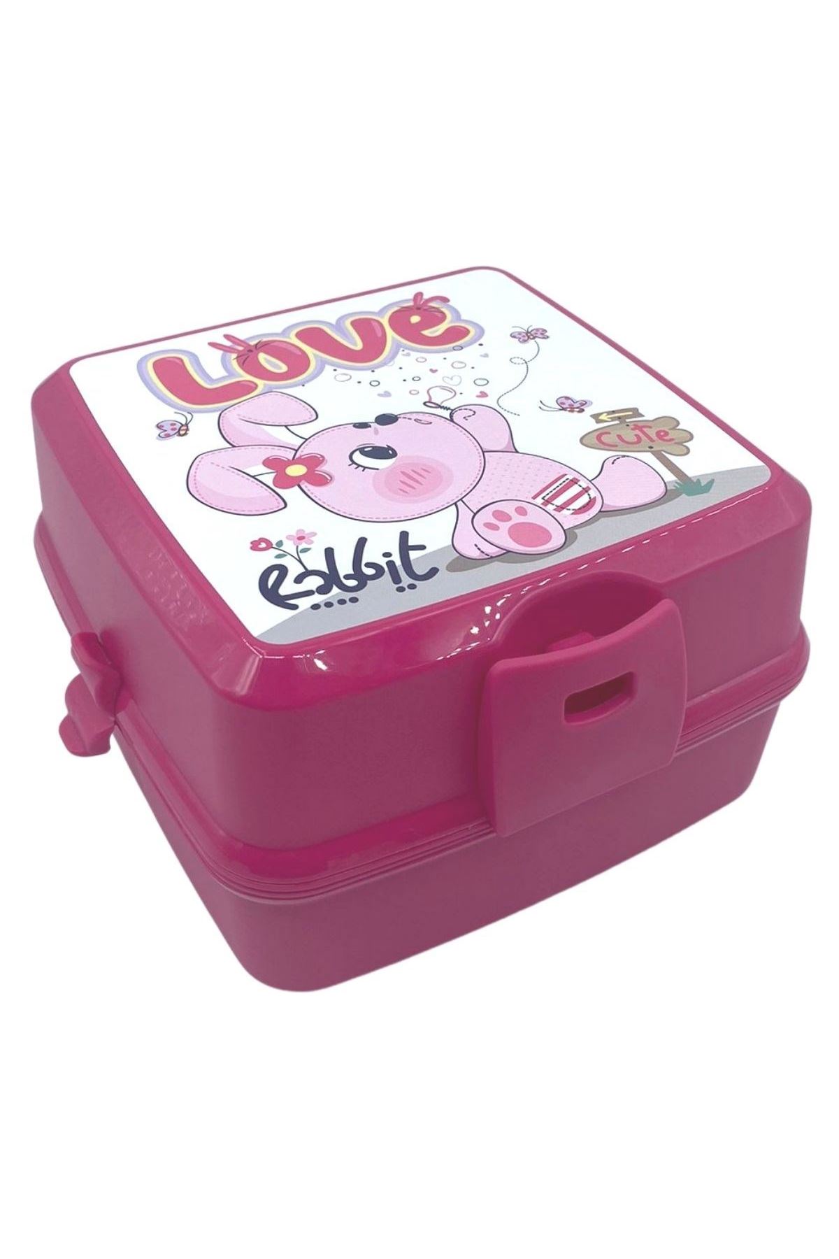 TBL Dekor® Kendiliğinden Kaşık Çatallı Beslenme Kutusu 4 Bölmeli Çocuk Beslenme Kabı Saklama Kutusu