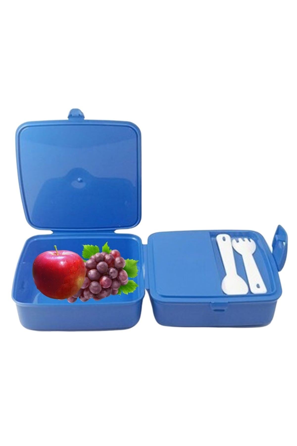 TBL Dekor® Kendiliğinden Kaşık Çatallı Beslenme Kutusu 4 Bölmeli Çocuk Beslenme Kabı Saklama Kutusu