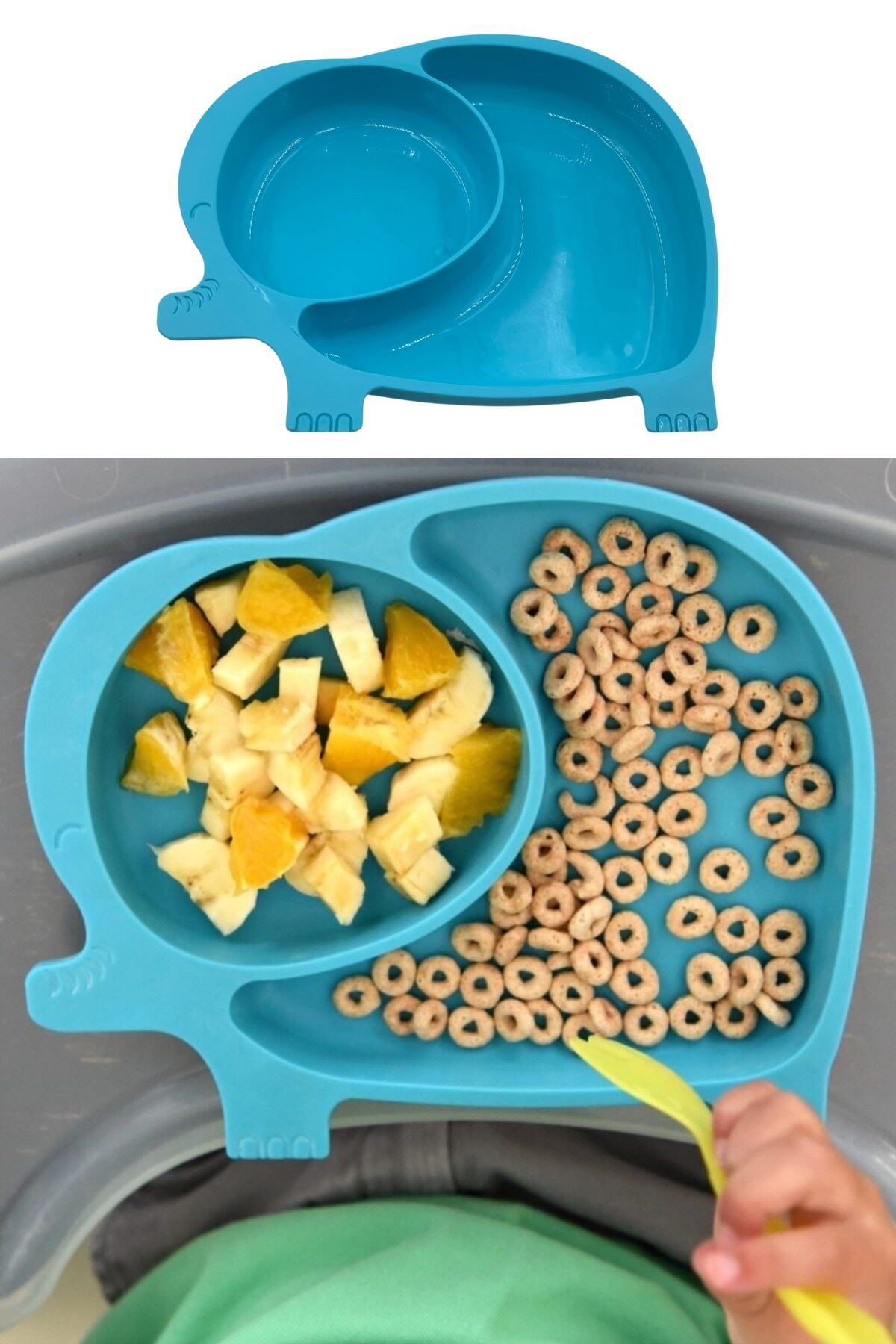 TBL Dekor® Bebek ve Çocuk için Sevimli Fil Model Desenli Yemek Bebek Mama Kabı Bölmeli Tabak