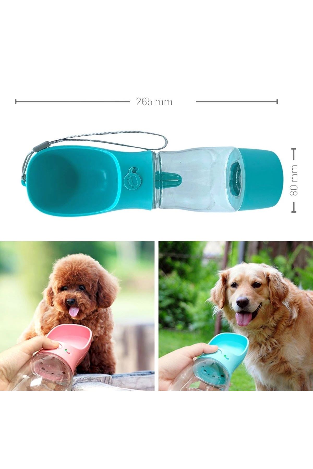 TBL Dekor® Taşınabilir Mama Hazneli Evcil Hayvan Suluğu Seyahat Kabı Kilitlenebilen Su Sızdırmaz 380ML