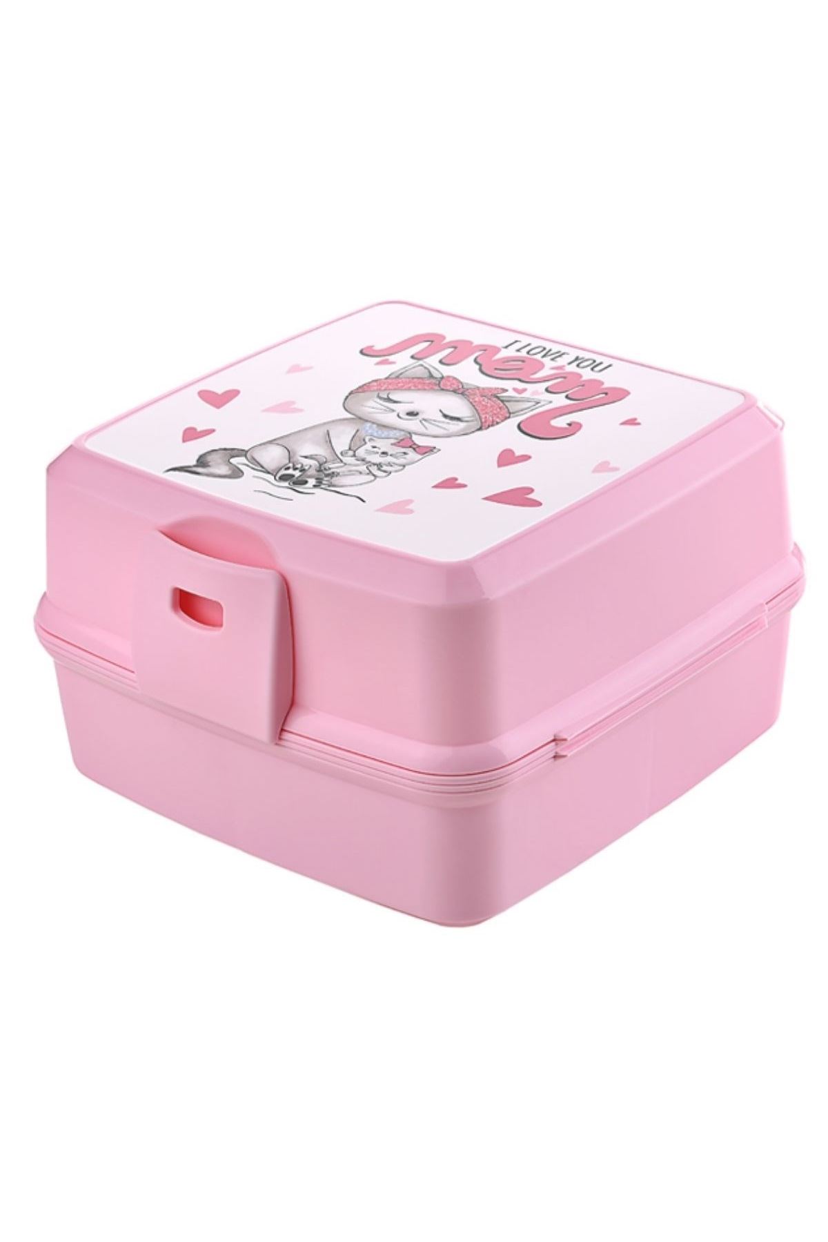 TBL Dekor® Kendiliğinden Kaşık Çatallı Beslenme Kutusu 4 Bölmeli Çocuk Beslenme Kabı Saklama Kutusu