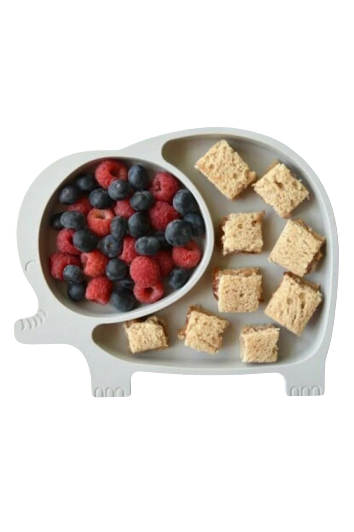 TBL Dekor® Bebek ve Çocuk için Sevimli Fil Model Desenli Yemek Bebek Mama Kabı Bölmeli Tabak