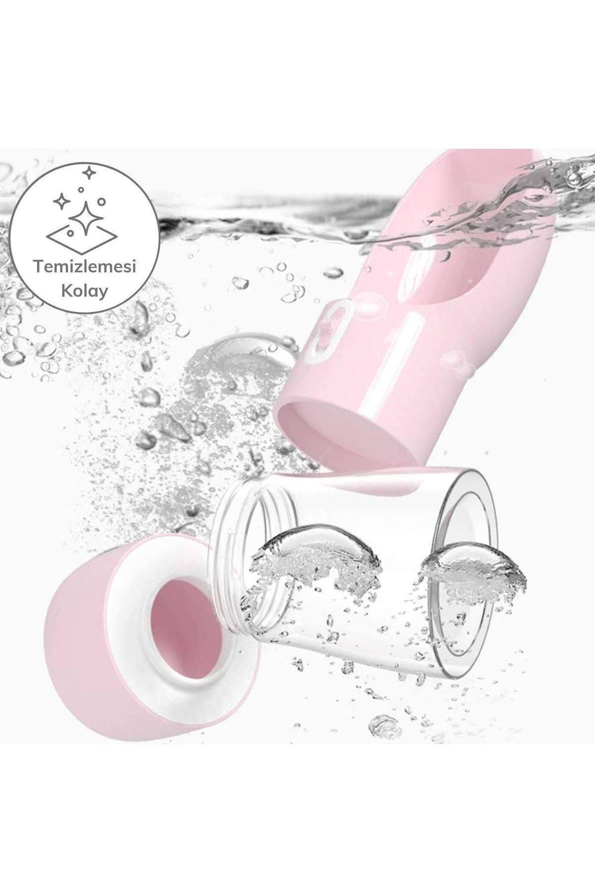 TBL Dekor® Taşınabilir Mama Hazneli Evcil Hayvan Suluğu Seyahat Kabı Kilitlenebilen Su Sızdırmaz 380ML