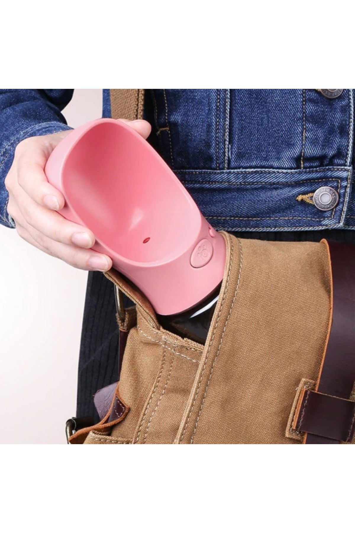 TBL Dekor® Taşınabilir Mama Hazneli Evcil Hayvan Suluğu Seyahat Kabı Kilitlenebilen Su Sızdırmaz 380ML