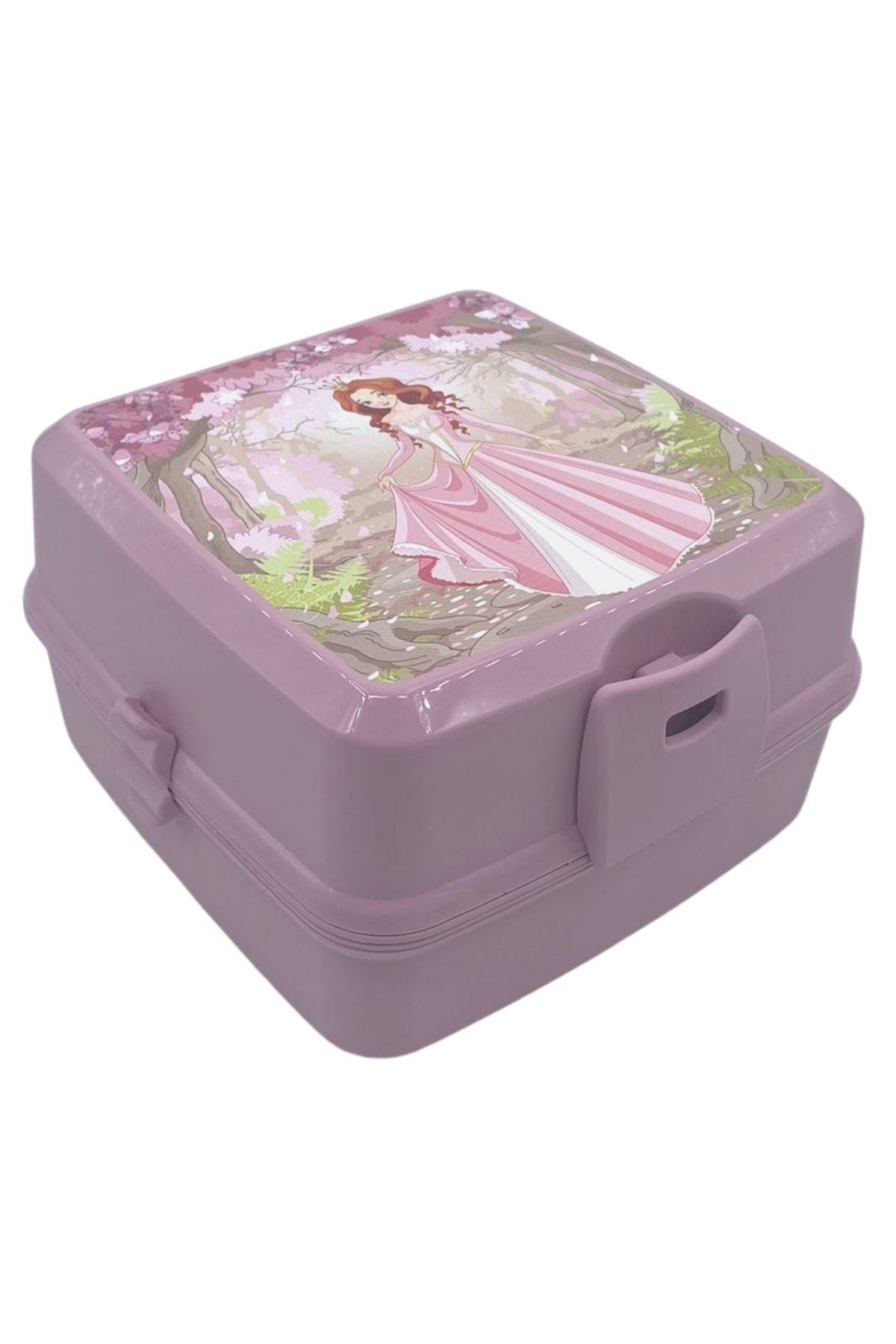 TBL Dekor® Kendiliğinden Kaşık Çatallı Beslenme Kutusu 4 Bölmeli Çocuk Beslenme Kabı Saklama Kutusu