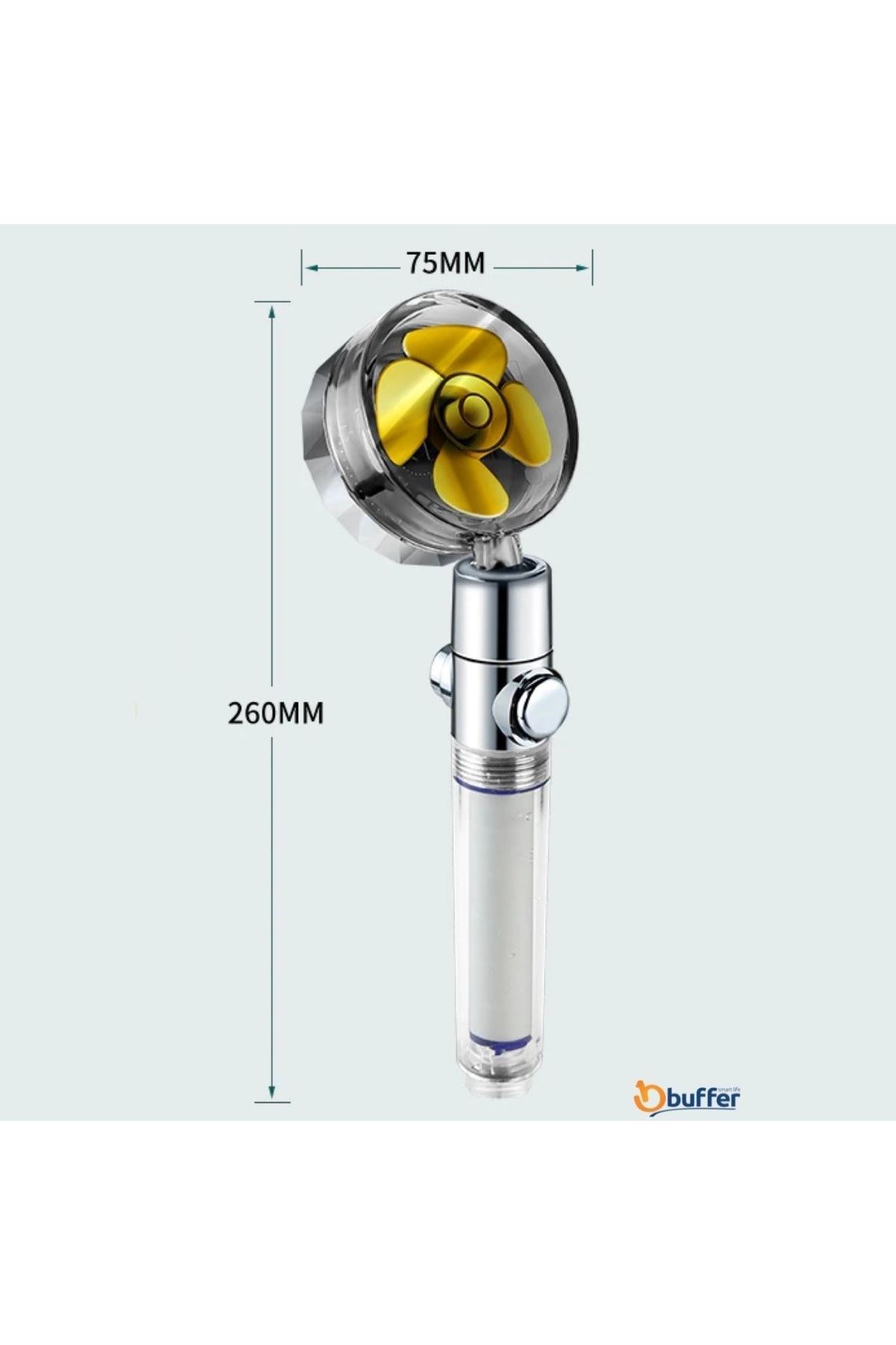 TBL Dekor® Turbo Pervaneli ve Filtreli Su Tasarruflu 360 Derece Dönebilen Tazyikli Duş Başlığı