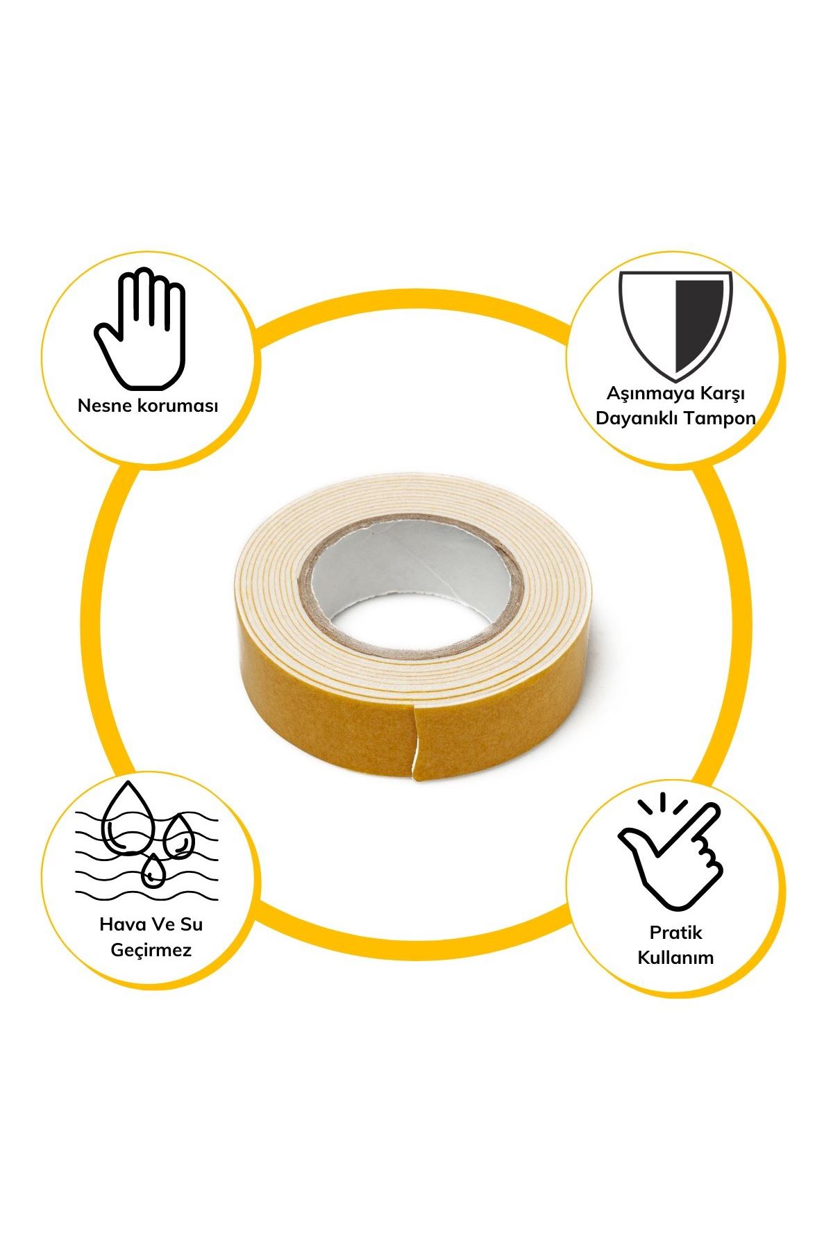 TBL Dekor® Çok Amaçlı Tüm Yüzeylerde Kullanıma Uygun Beyaz Çift Taraflı Köpük Sünger Montaj Bant