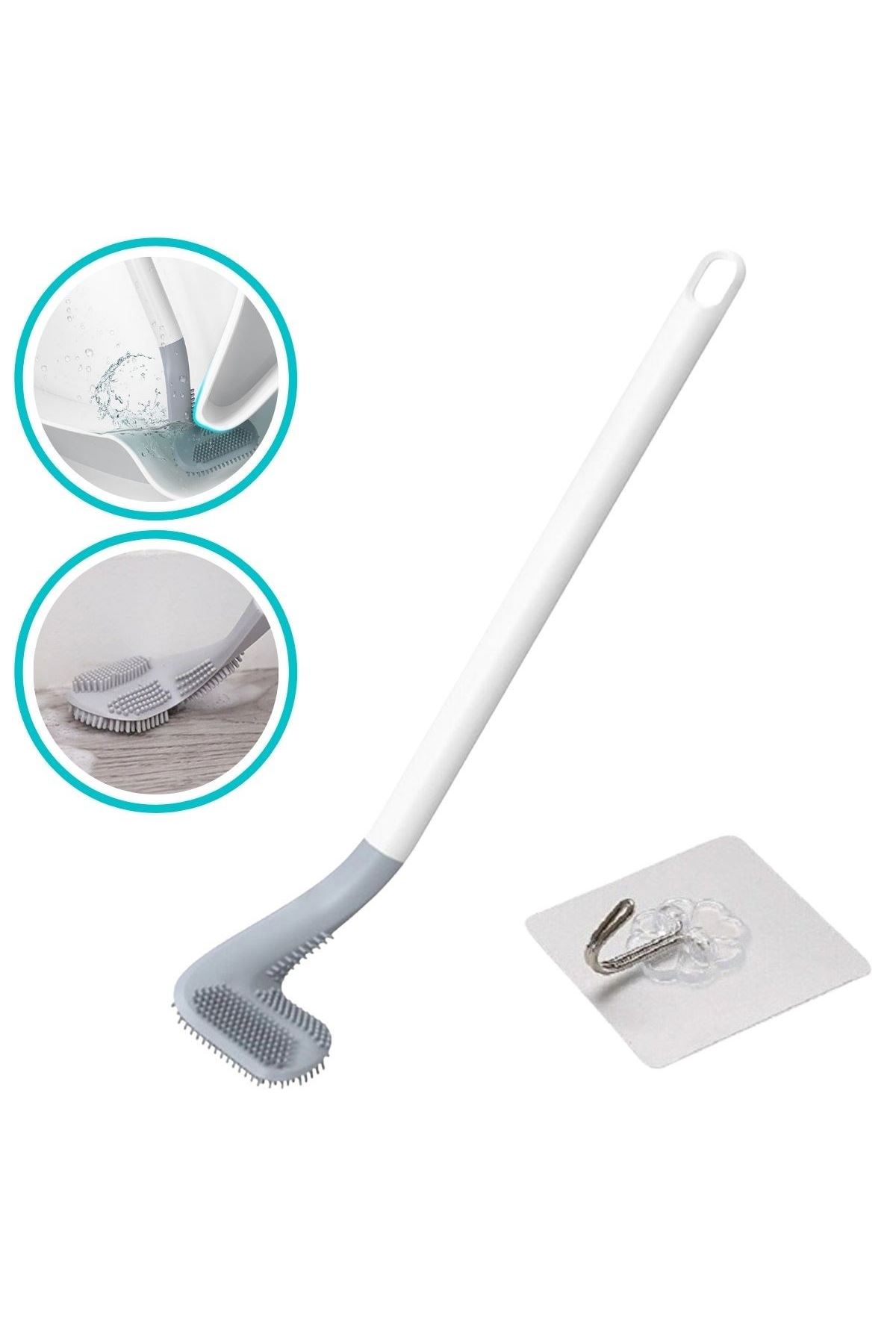 TBL Dekor® Golf Tasarımlı Silikon WC Klozet Mutfak Temizlik Fırçası Kanca Hediyeli