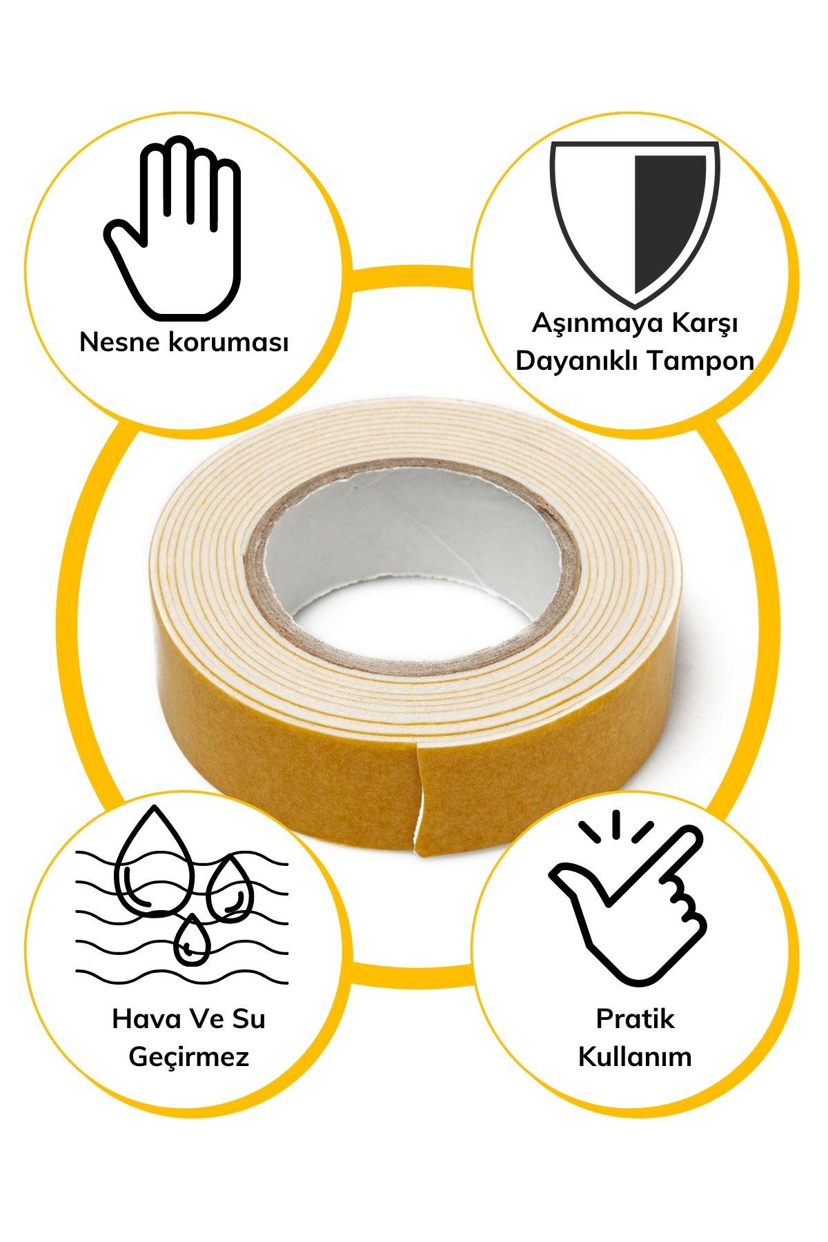 TBL Dekor® Çok Amaçlı Tüm Yüzeylerde Kullanıma Uygun Beyaz Çift Taraflı Köpük Sünger Montaj Bant