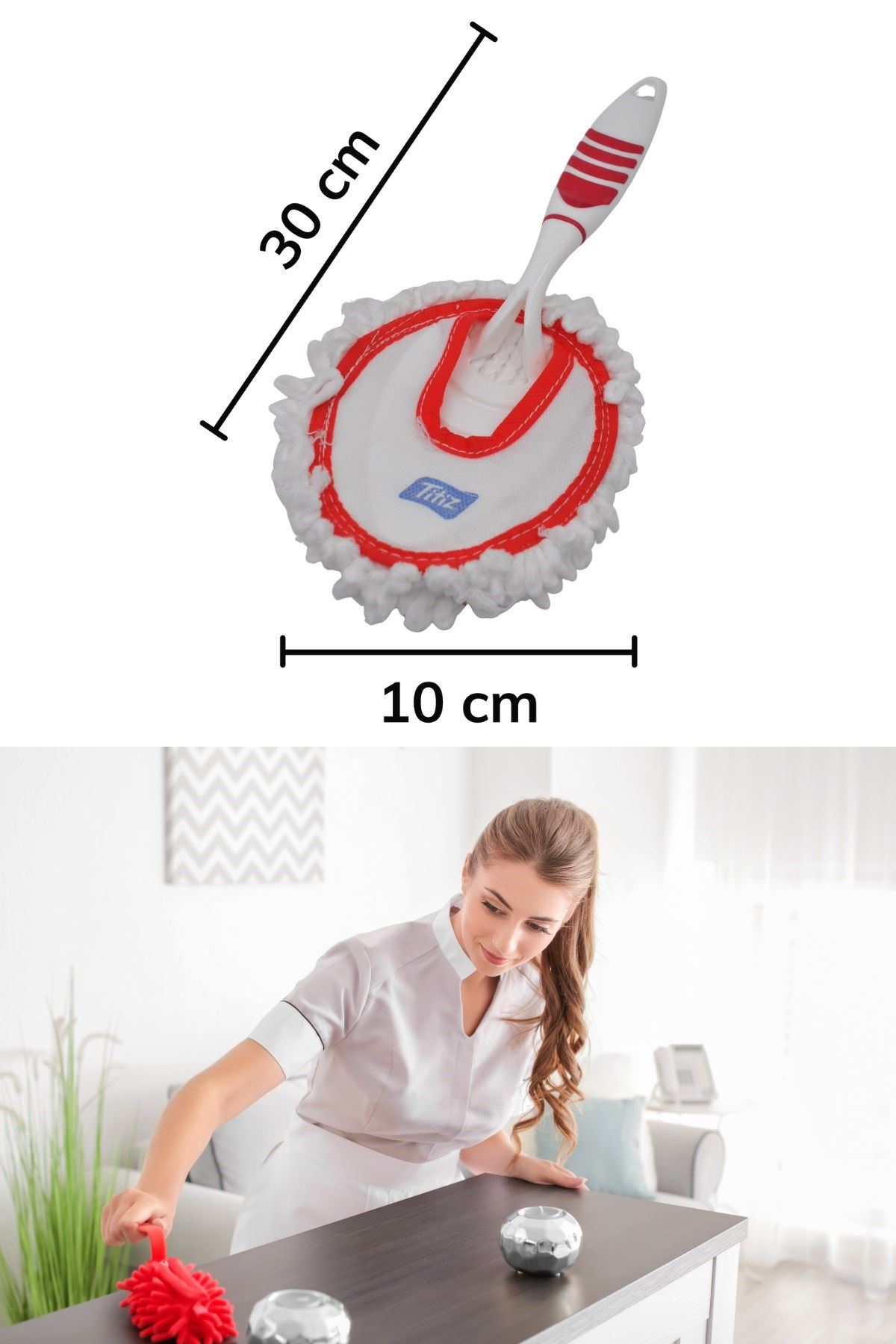 TBL Dekor® Mikrofiber Duster Toz Leke Kir Alıcı Temizleyici Tutacaklı Temizlik Bezi Aparatı Malzemesi