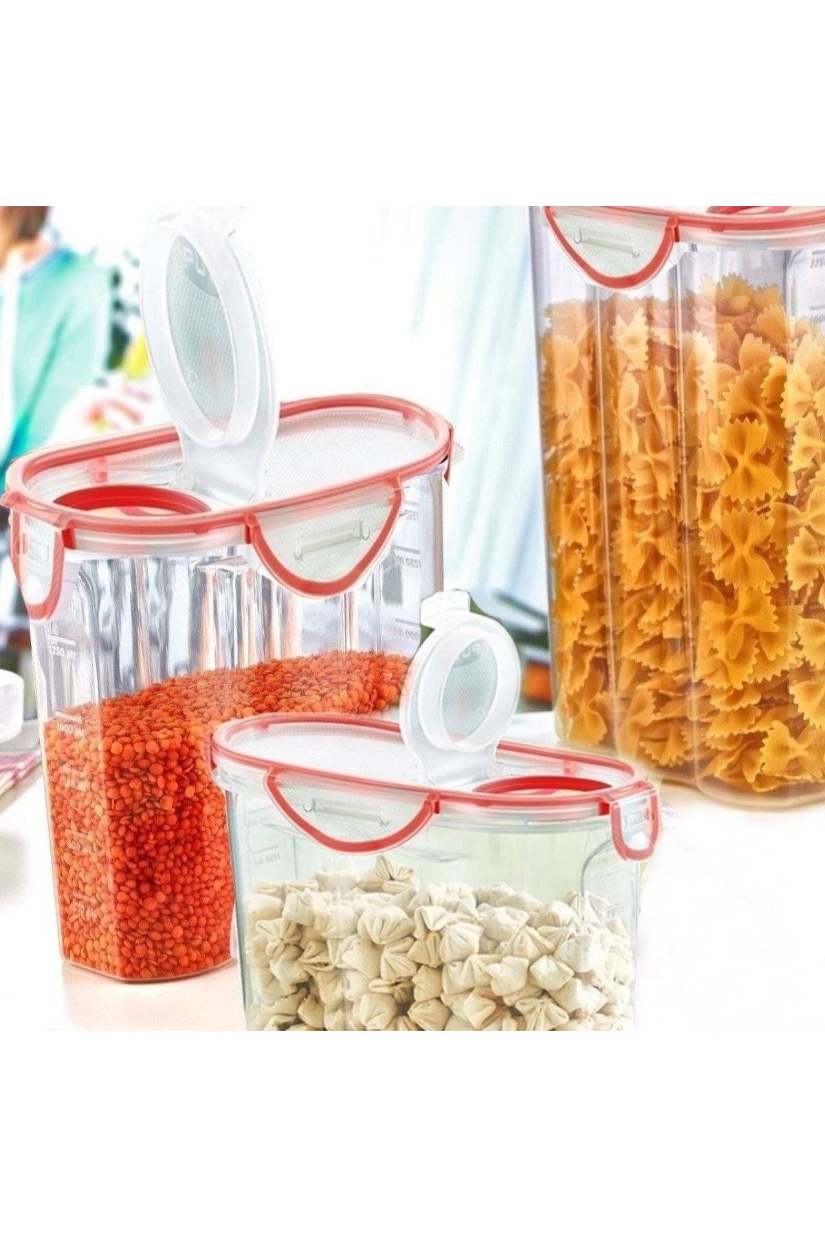 TBL Dekor® Kilitli Kapaklı Contalı Hava,Su Sıvı Geçirmez 2,4 Litre Erzak Saklama Kabı-SA590