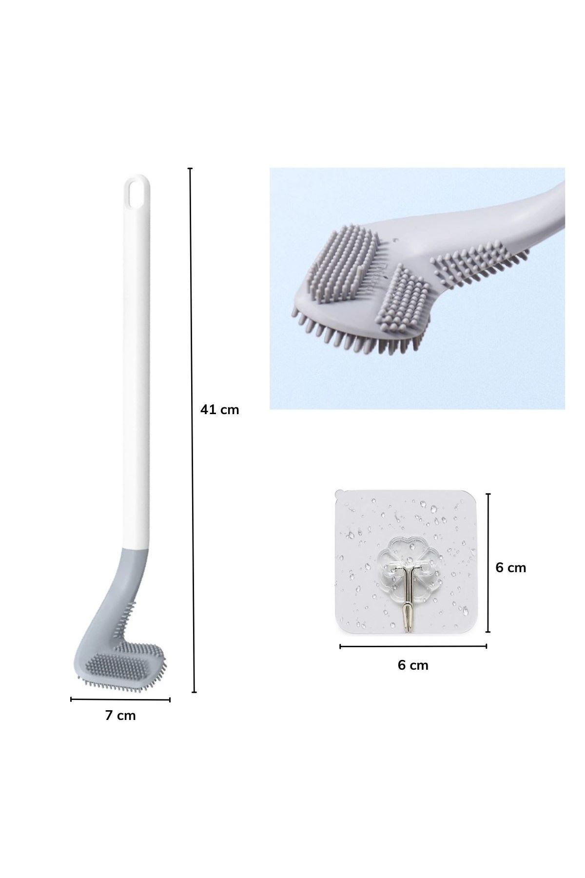 TBL Dekor® Golf Tasarımlı Silikon WC Klozet Mutfak Temizlik Fırçası Kanca Hediyeli