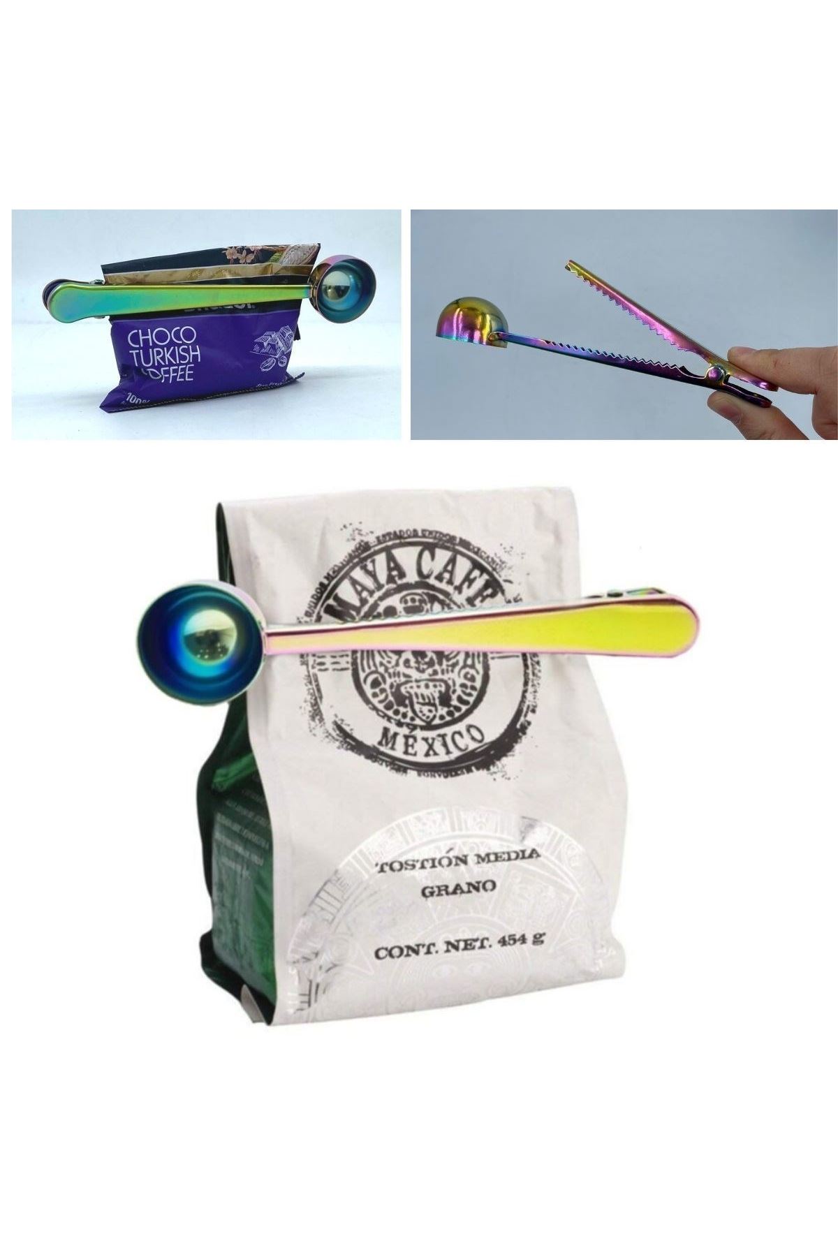 TBL Dekor® Mandallı Kahve Ölçü Kaşığı Renkli Çok Fonksiyonlu Paslanmaz Çelik Kaşık