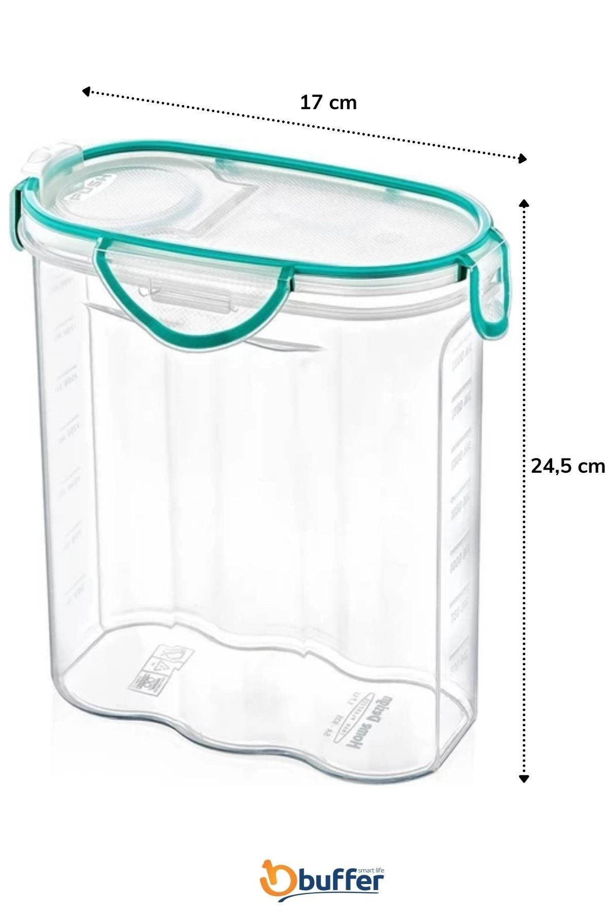 TBL Dekor® Kilitli Kapaklı Contalı Hava,Su Sıvı Geçirmez 2,4 Litre Erzak Saklama Kabı-SA590