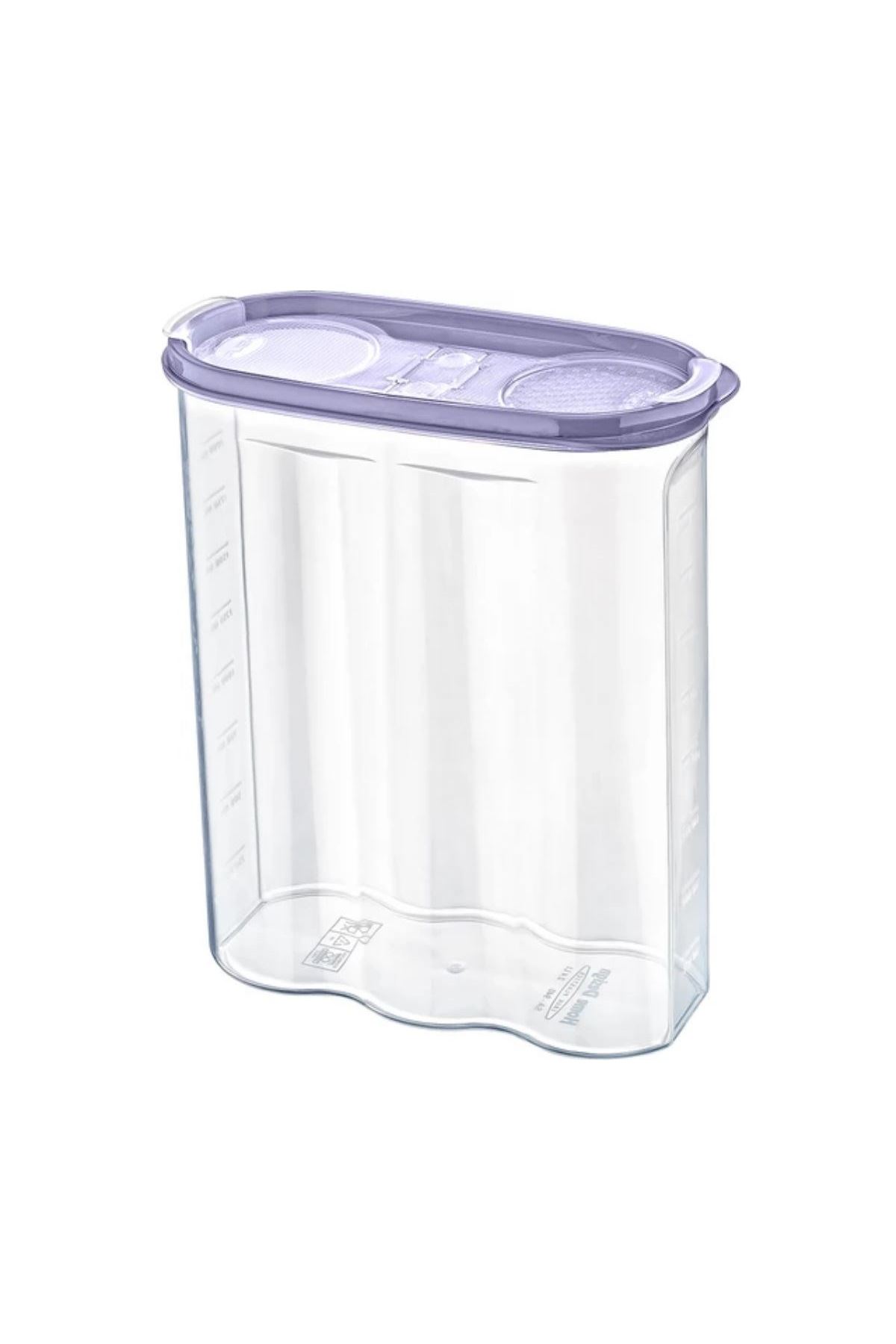 TBL Dekor® 2 Kapaklı Ölçekli Erzak Kuru Gıda Saklama Kutusu Kabı 2,4 Litre-SA940