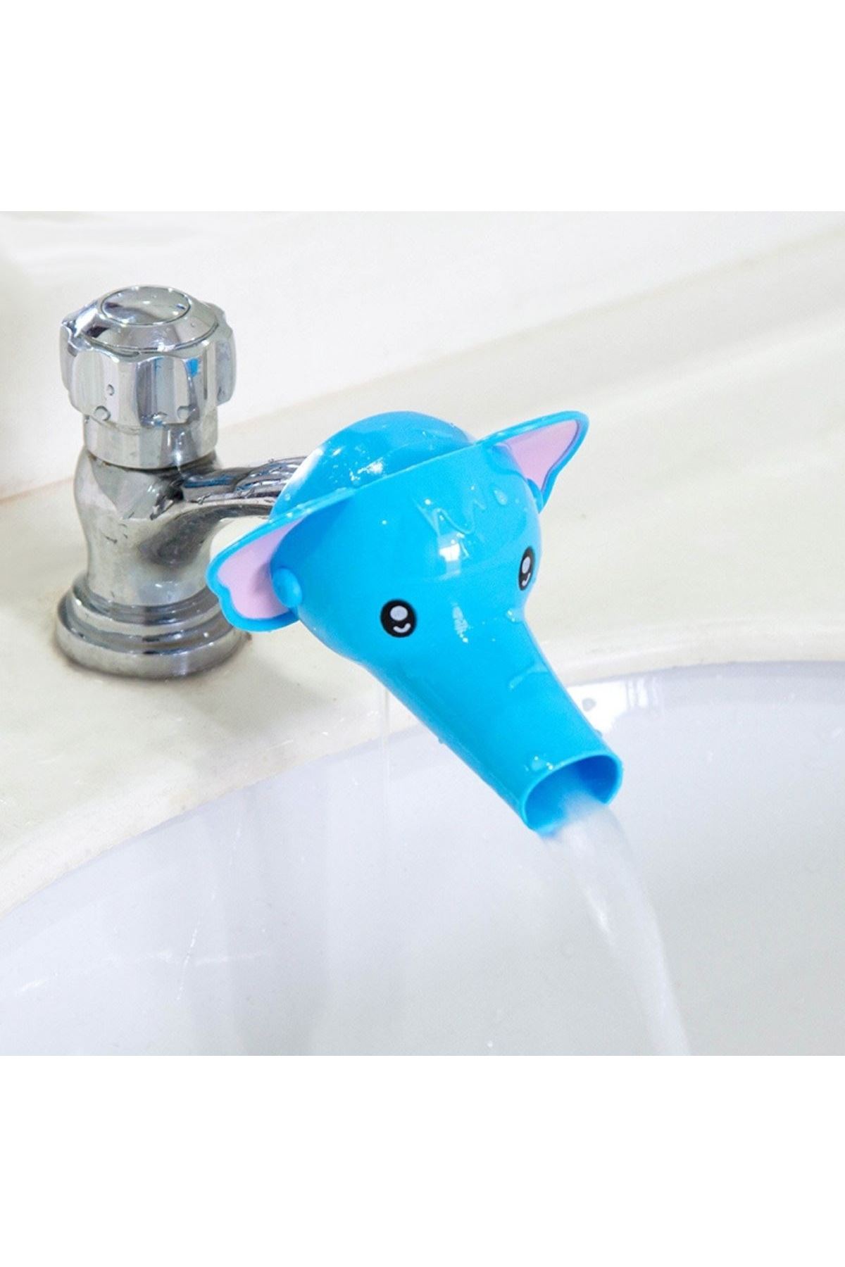 TBL Dekor® Çocuklar İçin Eğitici ve Güvenli Musluk Uzatıcı Genişletici Başlık Aparatı Fil Figürlü