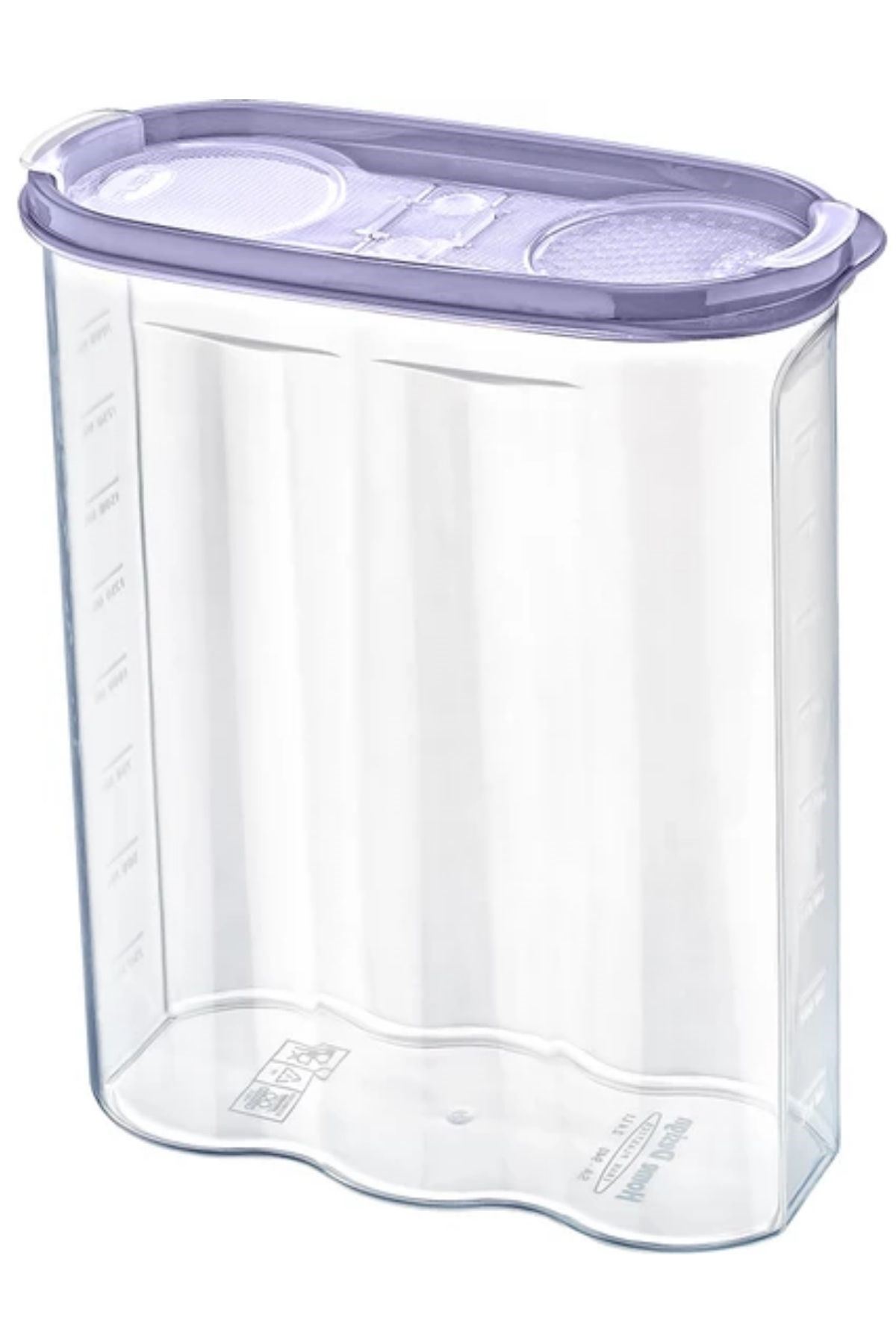 TBL Dekor® 2 Kapaklı Ölçekli Erzak Kuru Gıda Saklama Kutusu Kabı 2,4 Litre-SA940