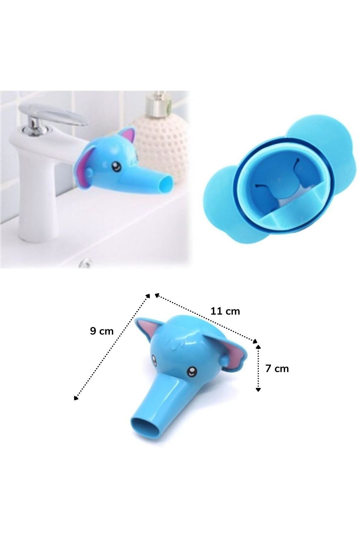 TBL Dekor® Çocuklar İçin Eğitici ve Güvenli Musluk Uzatıcı Genişletici Başlık Aparatı Fil Figürlü