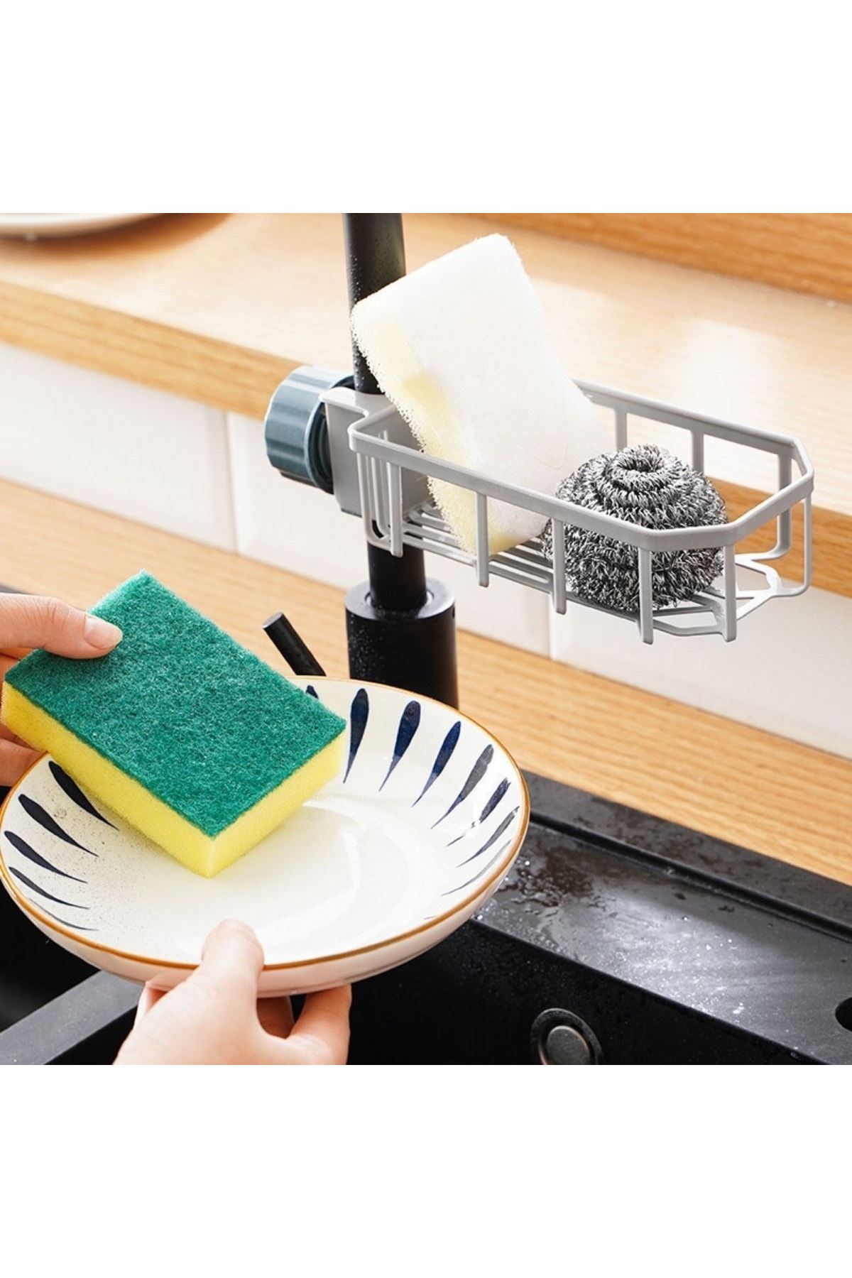 TBL Dekor® Musluk Kenarı Plastik Süngerlik Sabunluk Mutfak Düzenleyici Sünger Sabun Mutfak Organizeri