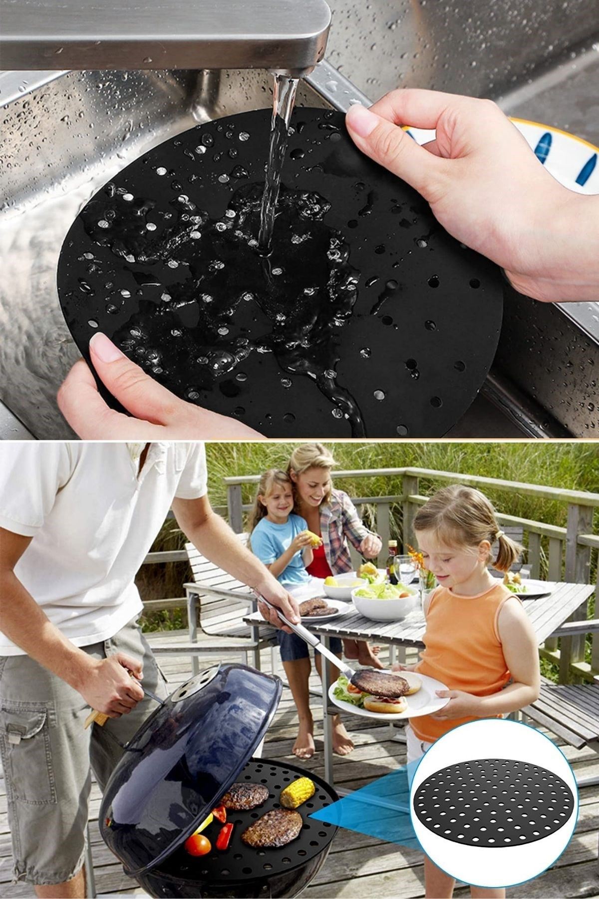 TBL Dekor® Renkli Isıya Dayanıklı Yıkanılabilir Silikon Fırın Ve Airfryer Yuvarlak Pişirme Matı 23 Cm