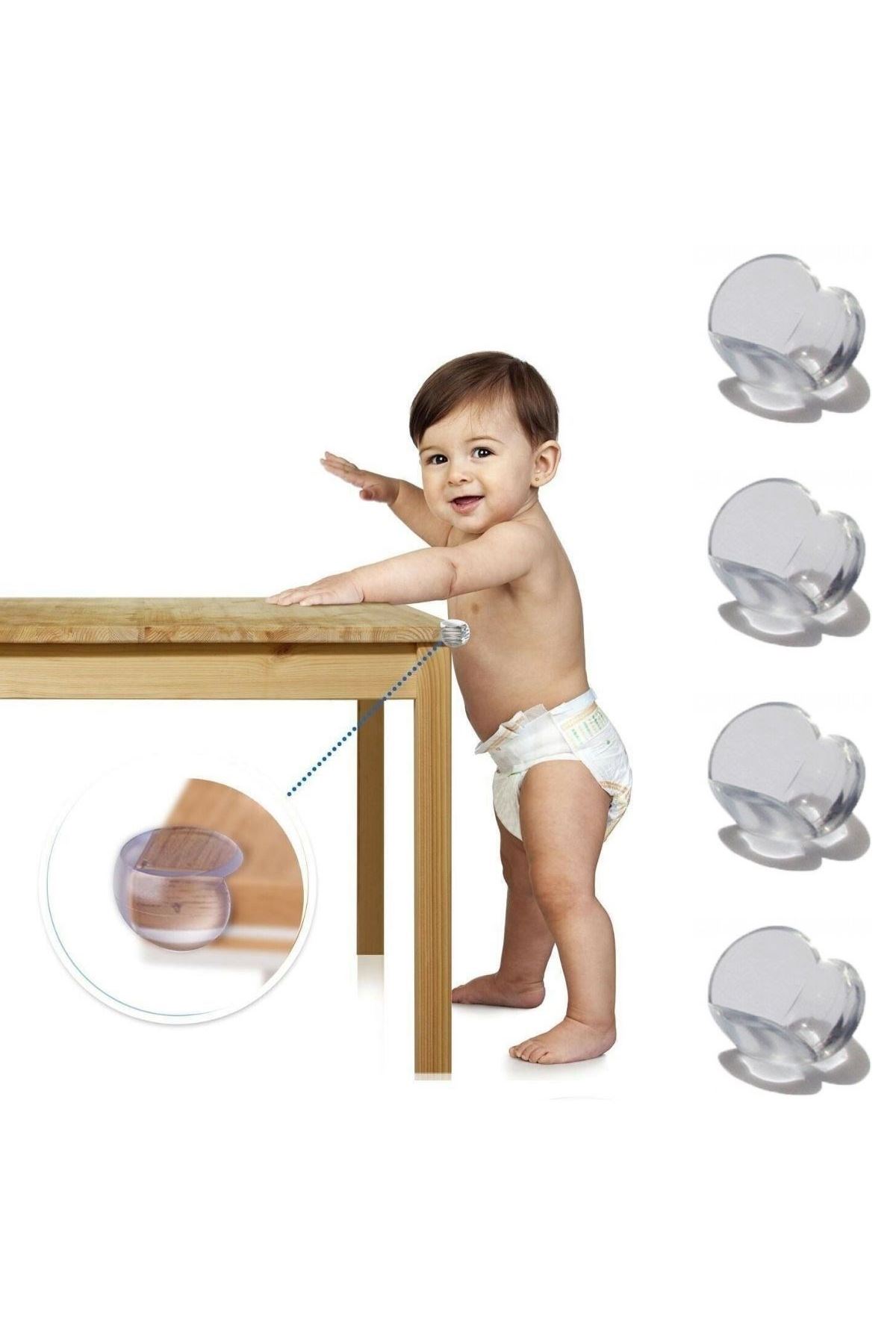 TBL Dekor® Bebek Çocuk Yumuşak ve Esnek Dairesel Şeffaf Yapışkanlı Güvenlik Köşe Koruyucu (4 Adet)