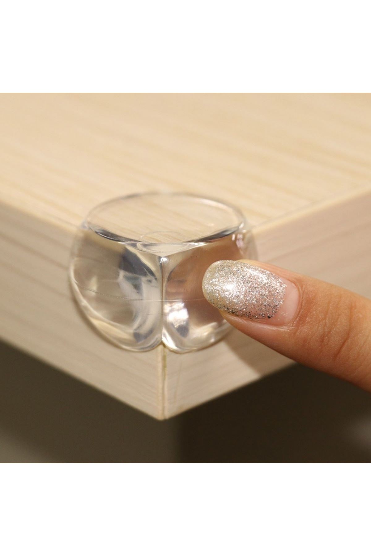 TBL Dekor® Bebek Çocuk Yumuşak ve Esnek Dairesel Şeffaf Yapışkanlı Güvenlik Köşe Koruyucu (4 Adet)