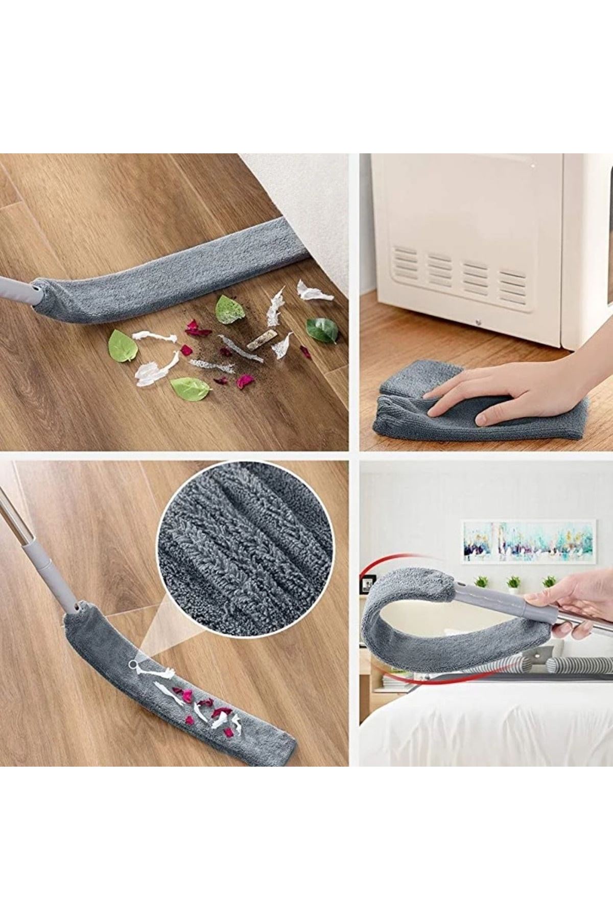 TBL Dekor® Teleskopik 3'lü Mop Toz Alma Püskülü Çok Fonksiyonlu Temizlik Seti