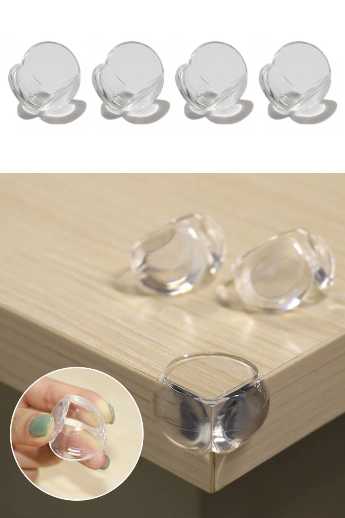 TBL Dekor® Bebek Çocuk Yumuşak ve Esnek Dairesel Şeffaf Yapışkanlı Güvenlik Köşe Koruyucu (4 Adet)